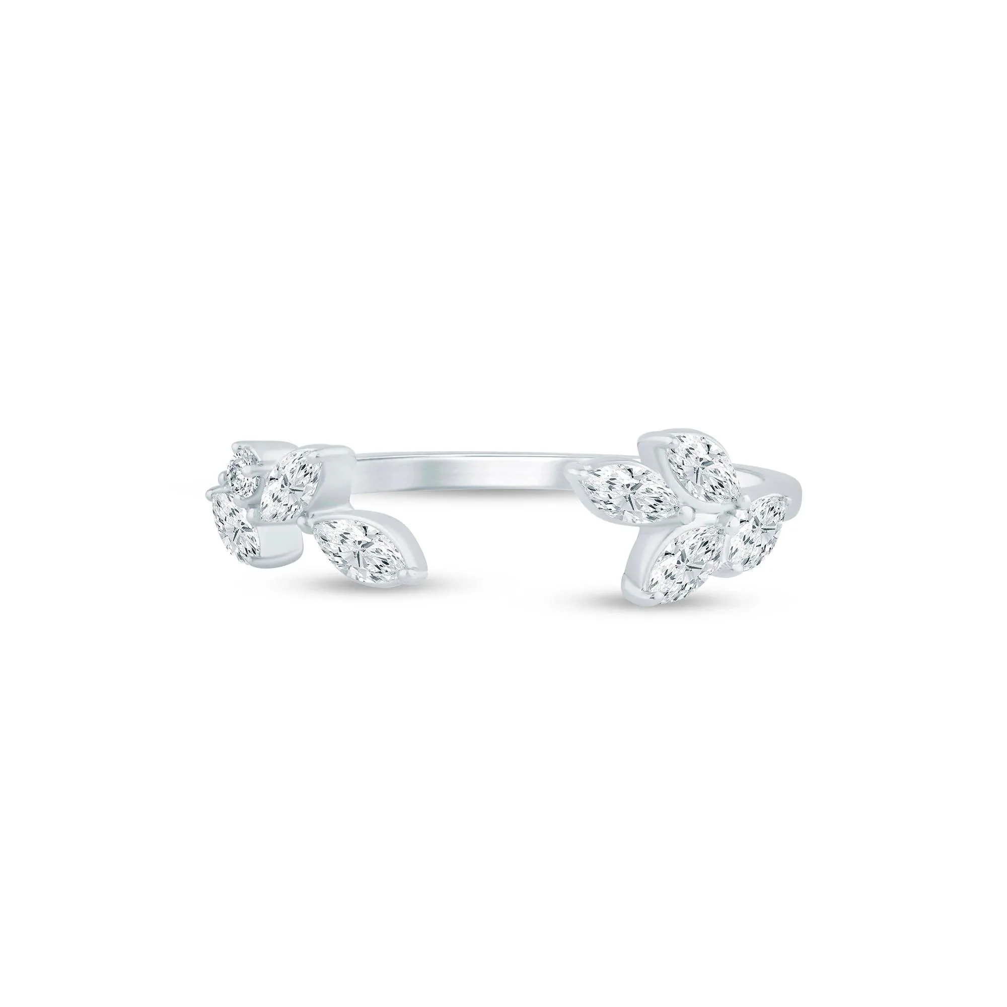 3/8 CT. Tw. Lab Grown Diamond Floral Open Anniversary Band Ring 14K White Gold Size 6 1mm