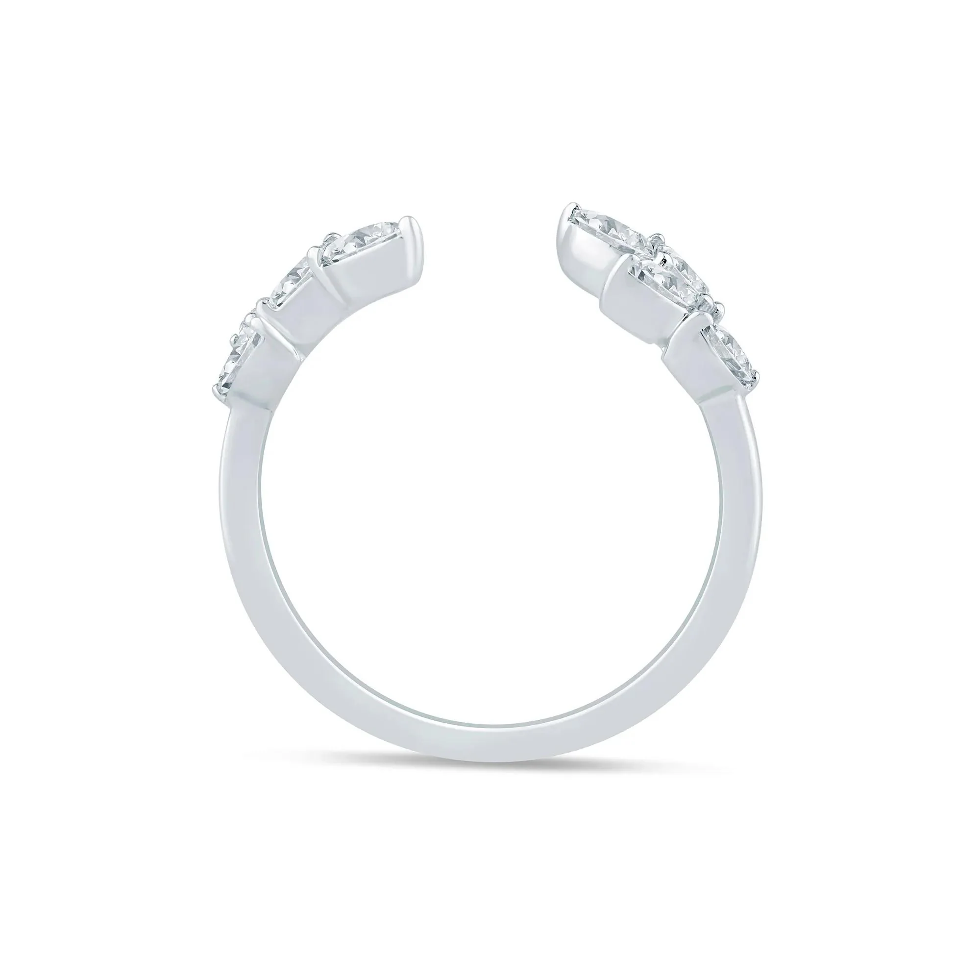 3/8 CT. Tw. Lab Grown Diamond Floral Open Anniversary Band Ring 14K White Gold Size 6 1mm - Image 2
