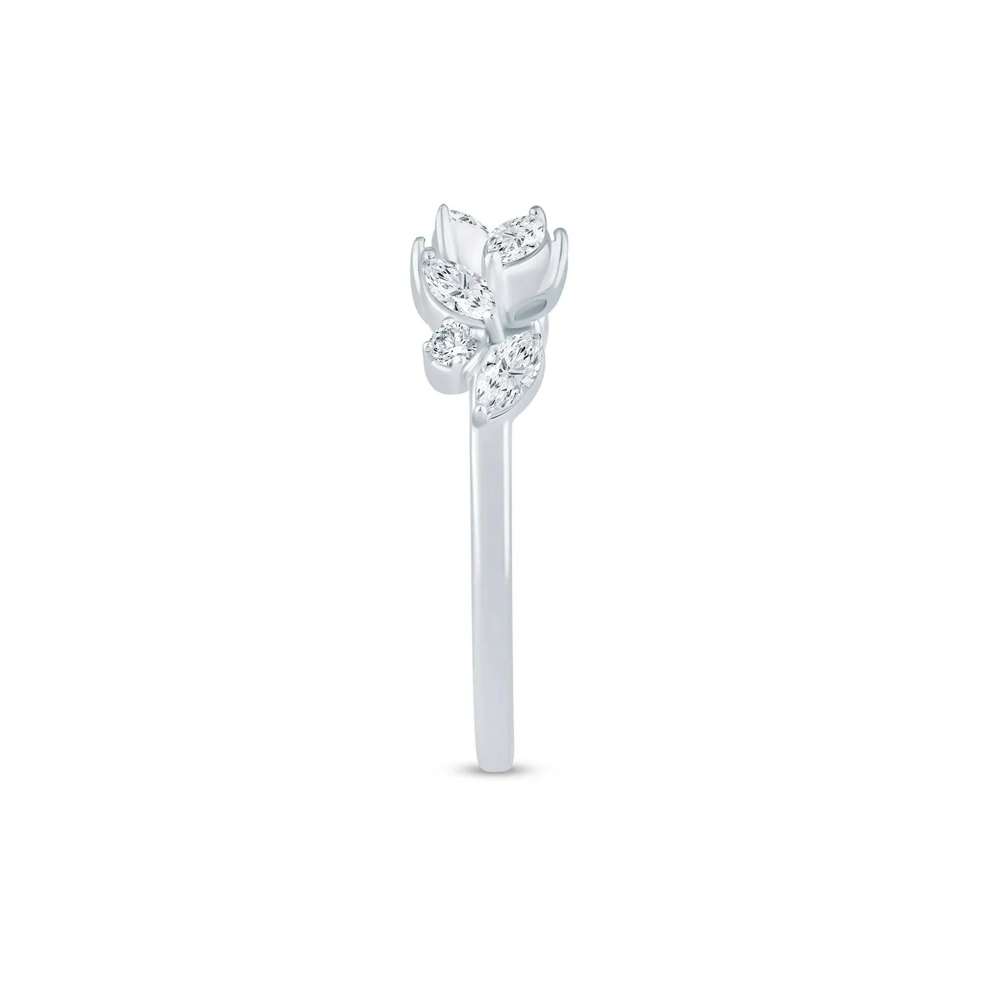 3/8 CT. Tw. Lab Grown Diamond Floral Open Anniversary Band Ring 14K White Gold Size 6 1mm - Image 3