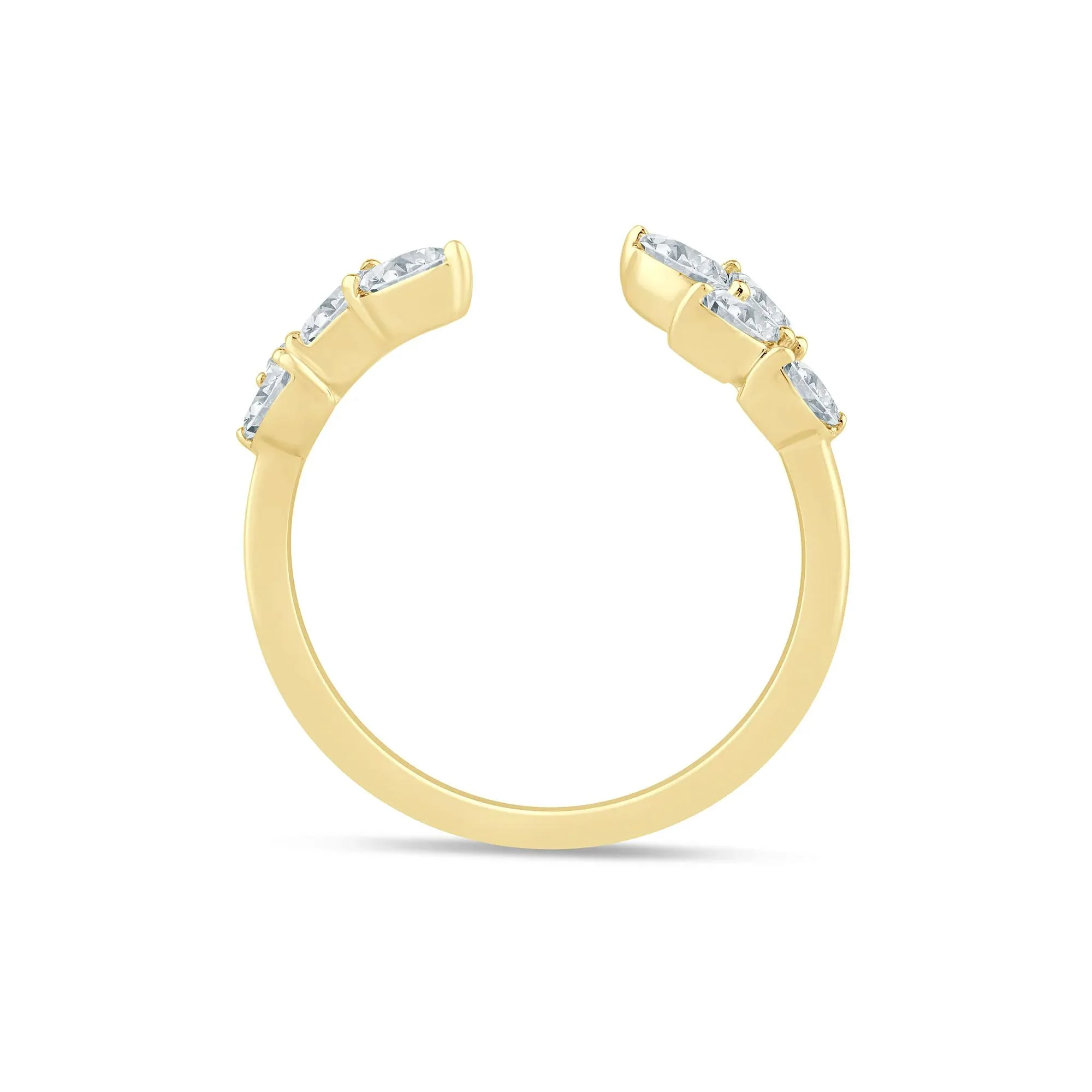 3/8 CT. Tw. Lab Grown Diamond Floral Open Anniversary Band Ring 14K Yellow Gold Size 5.5 1mm - Image 2