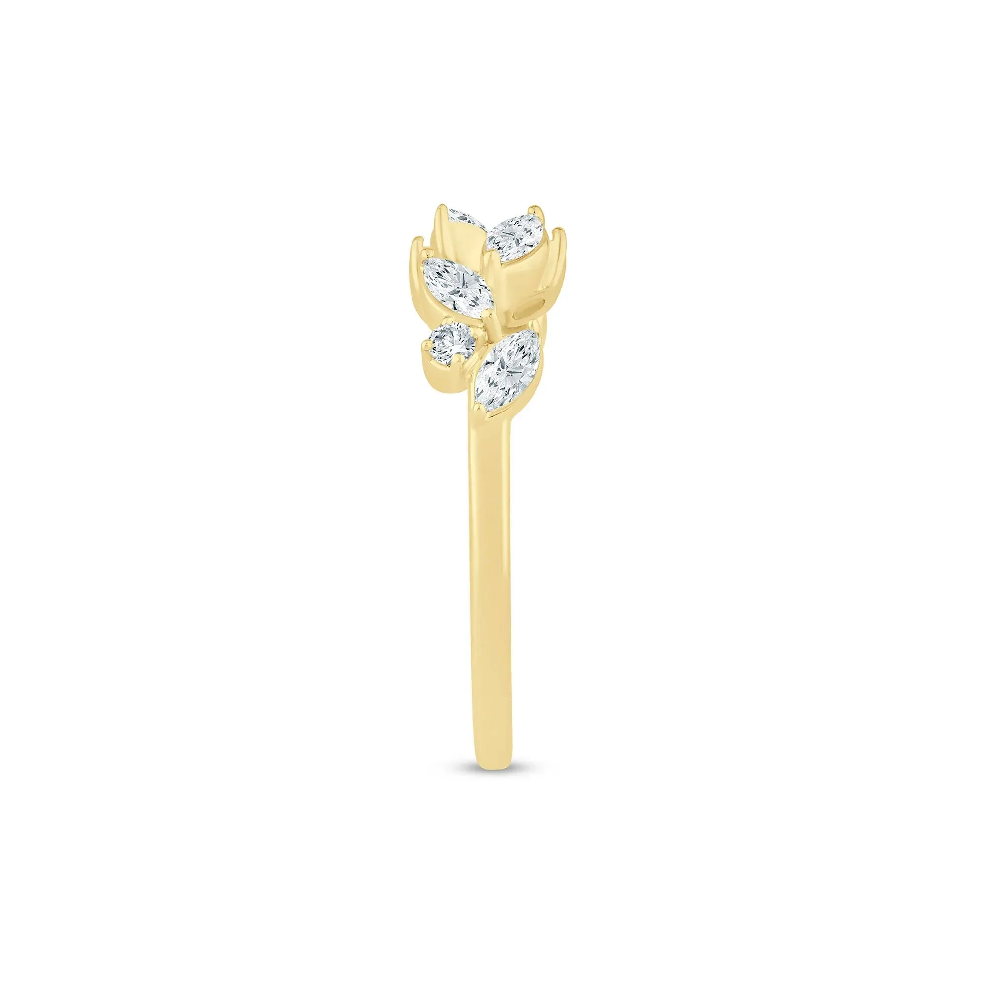 3/8 CT. Tw. Lab Grown Diamond Floral Open Anniversary Band Ring 14K Yellow Gold Size 5.5 1mm - Image 3
