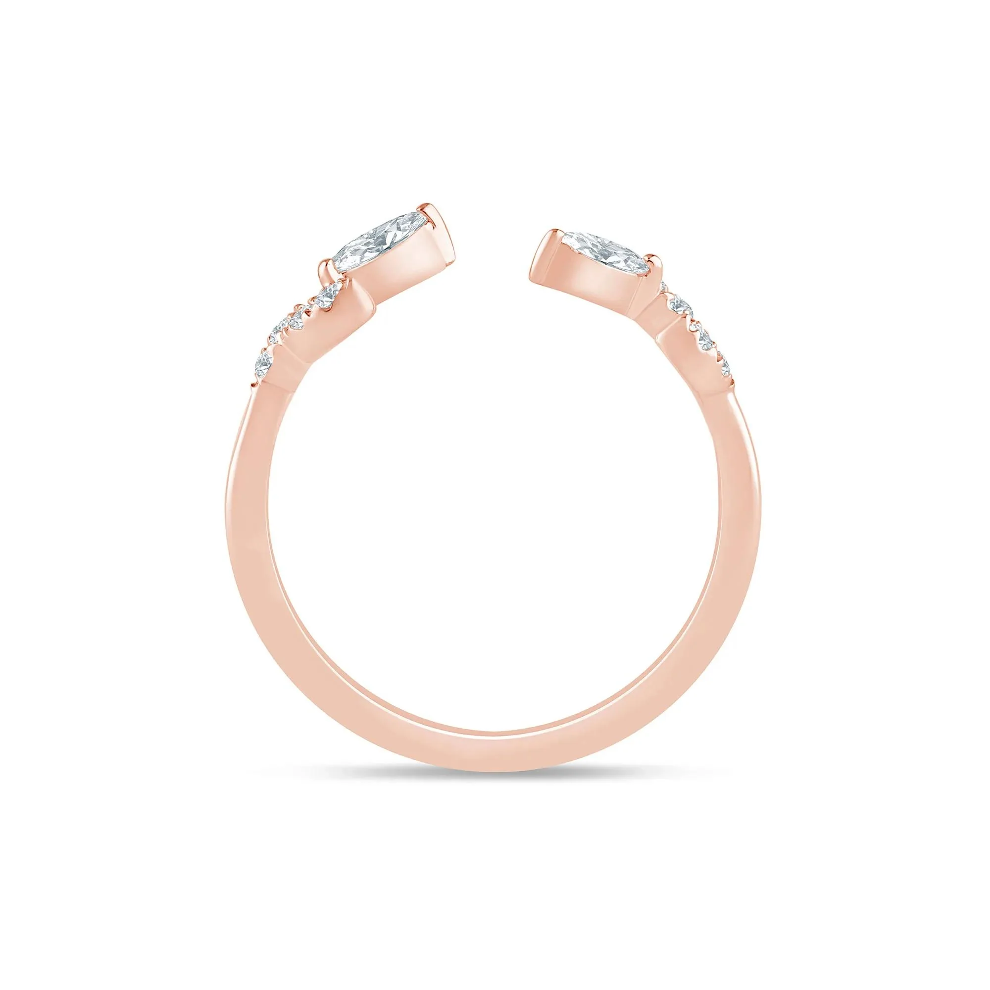 1/5 CT. Tw. Lab Grown Diamond Floral Open Anniversary Band Ring 14K Rose Gold Size 6.5 1mm - Image 2