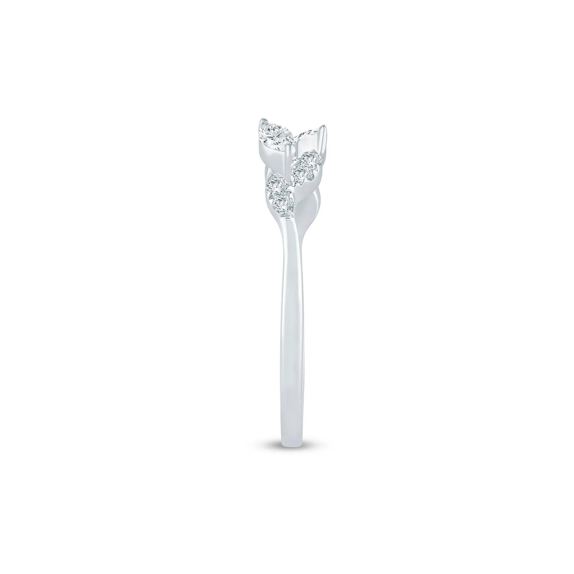 1/5 CT. Tw. Lab Grown Diamond Floral Open Anniversary Band Ring 14K White Gold Size 7 1mm - Image 3