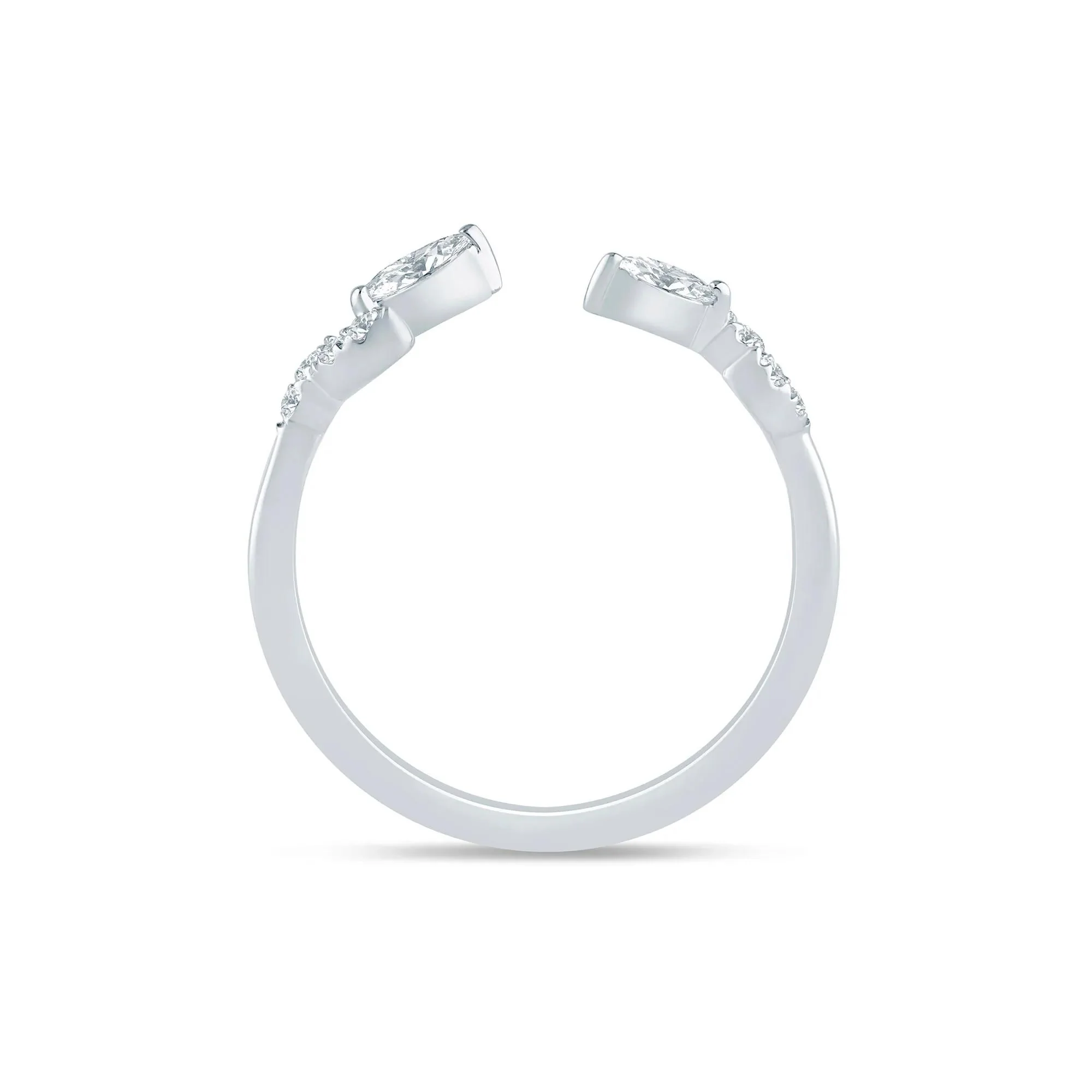 1/5 CT. Tw. Lab Grown Diamond Floral Open Anniversary Band Ring 14K White Gold Size 8.5 1mm - Image 2