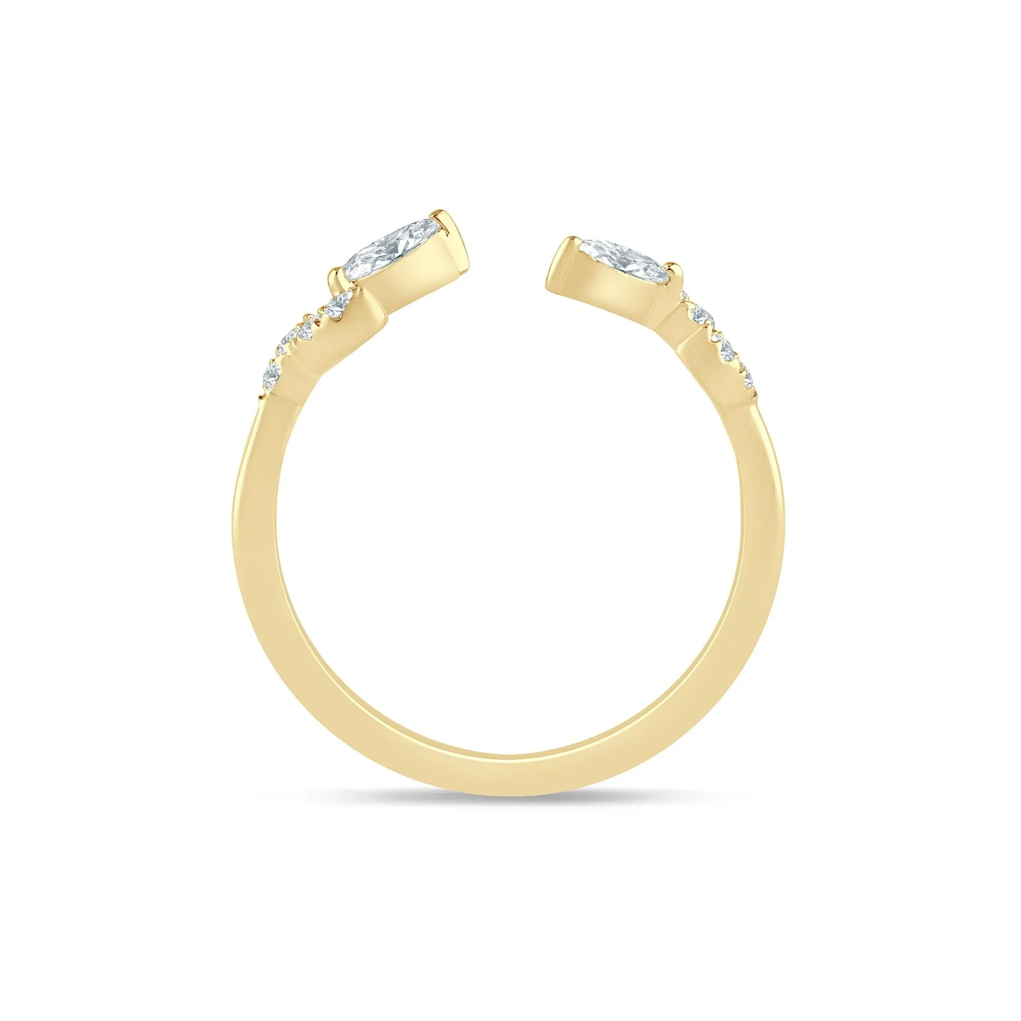 1/5 CT. Tw. Lab Grown Diamond Floral Open Anniversary Band Ring 14K Yellow Gold Size 6 1mm - Image 2