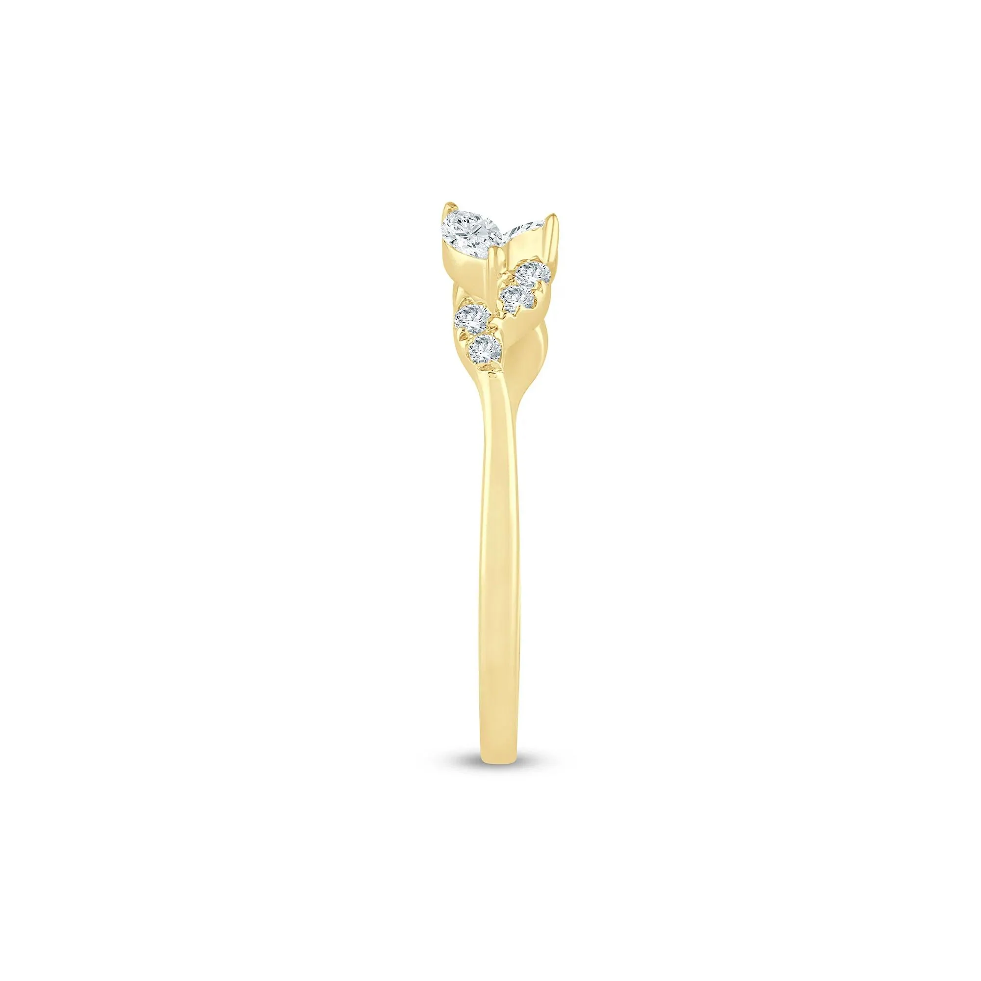 1/5 CT. Tw. Lab Grown Diamond Floral Open Anniversary Band Ring 14K Yellow Gold Size 7 1mm - Image 3
