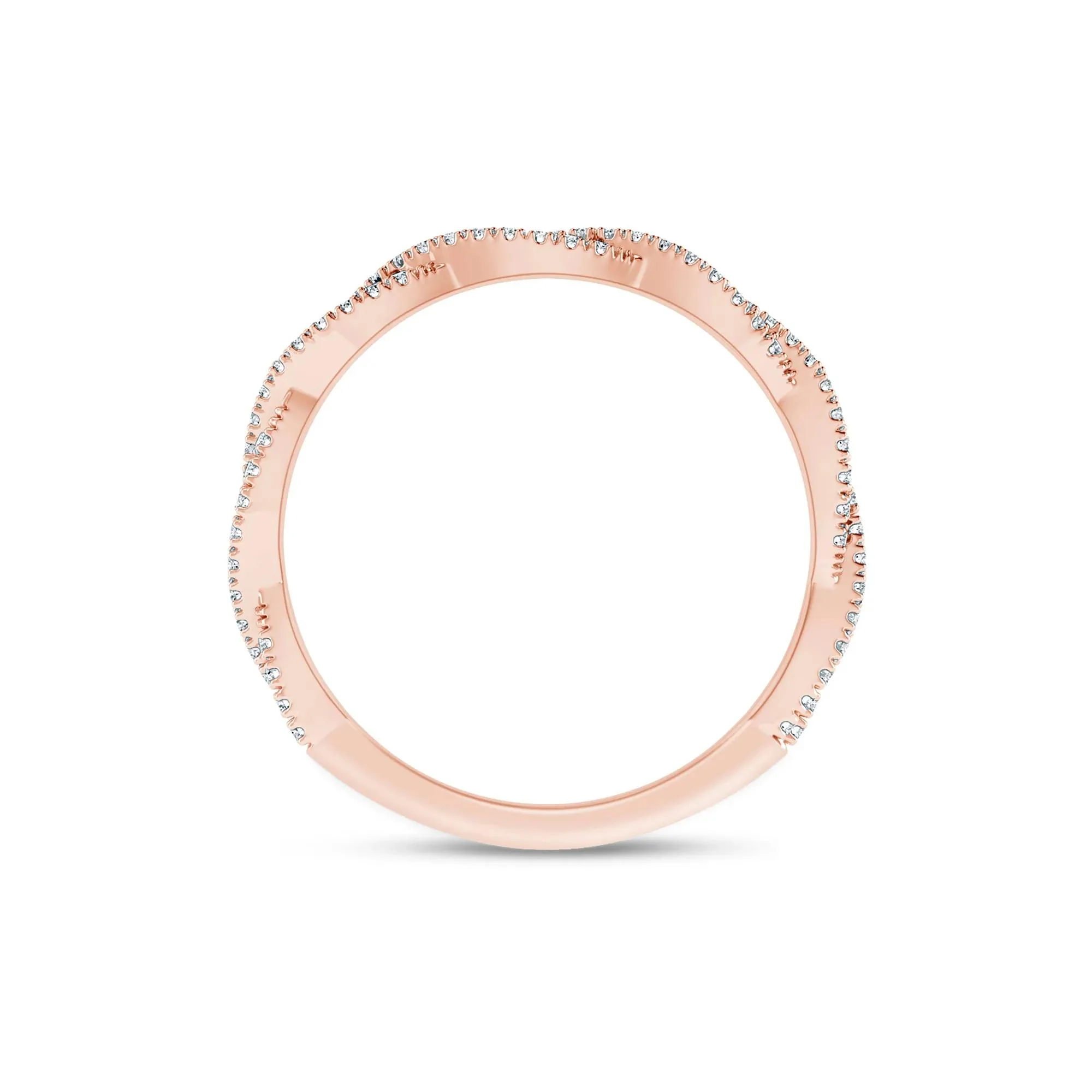 1/5 CT. Tw. Lab Grown Diamond Twist Anniversary Band Ring 10K Rose Gold Size 5.5 1.5mm - Image 2
