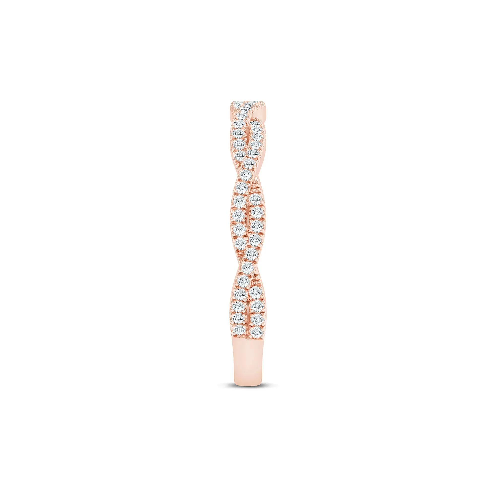 1/5 CT. Tw. Lab Grown Diamond Twist Anniversary Band Ring 10K Rose Gold Size 5.5 1.5mm - Image 3