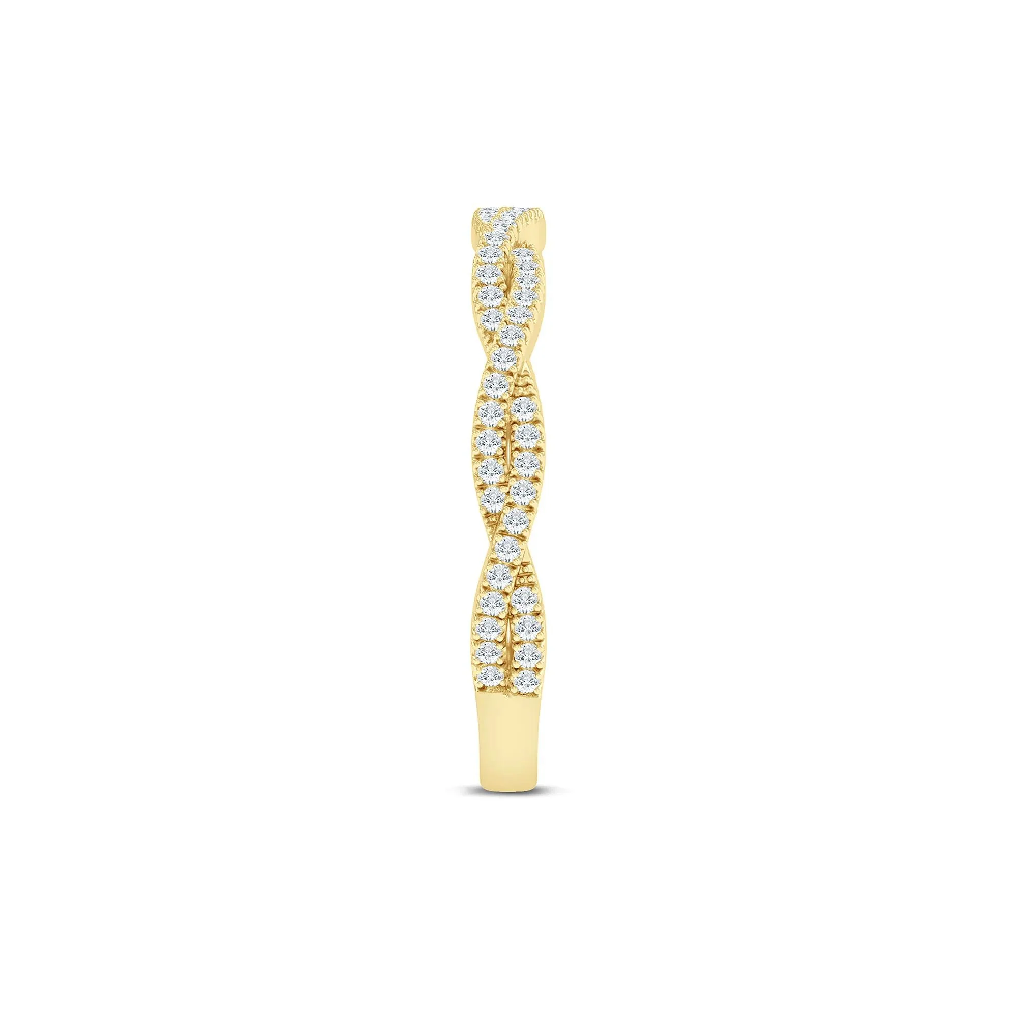 1/5 CT. Tw. Lab Grown Diamond Twist Anniversary Band Ring 10K Yellow Gold Size 9 1.5mm - Image 3