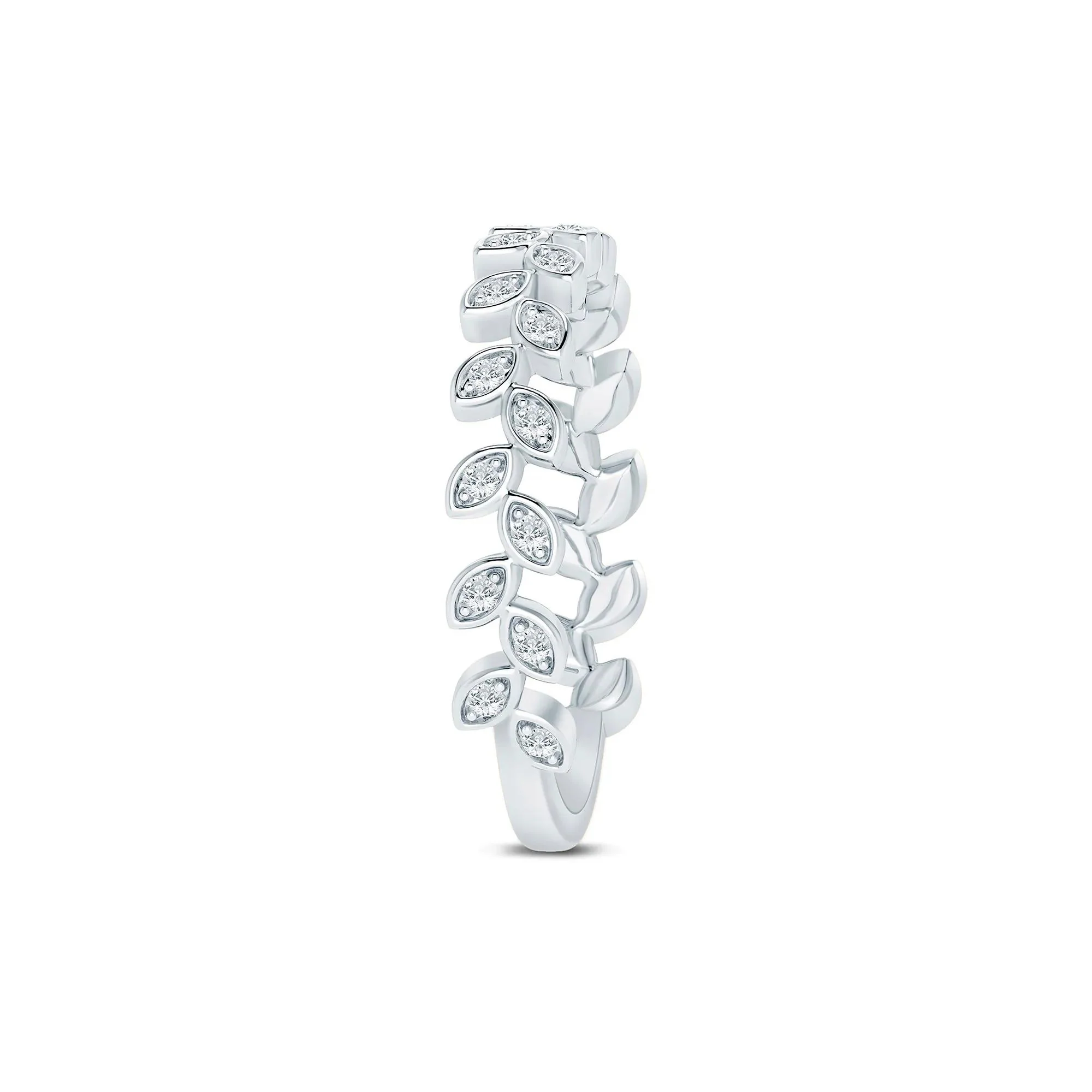 1/7 CT. Tw. Lab Grown Diamond Floral Stack Anniversary Band Ring 10K White Gold Size 7.5 1mm - Image 3