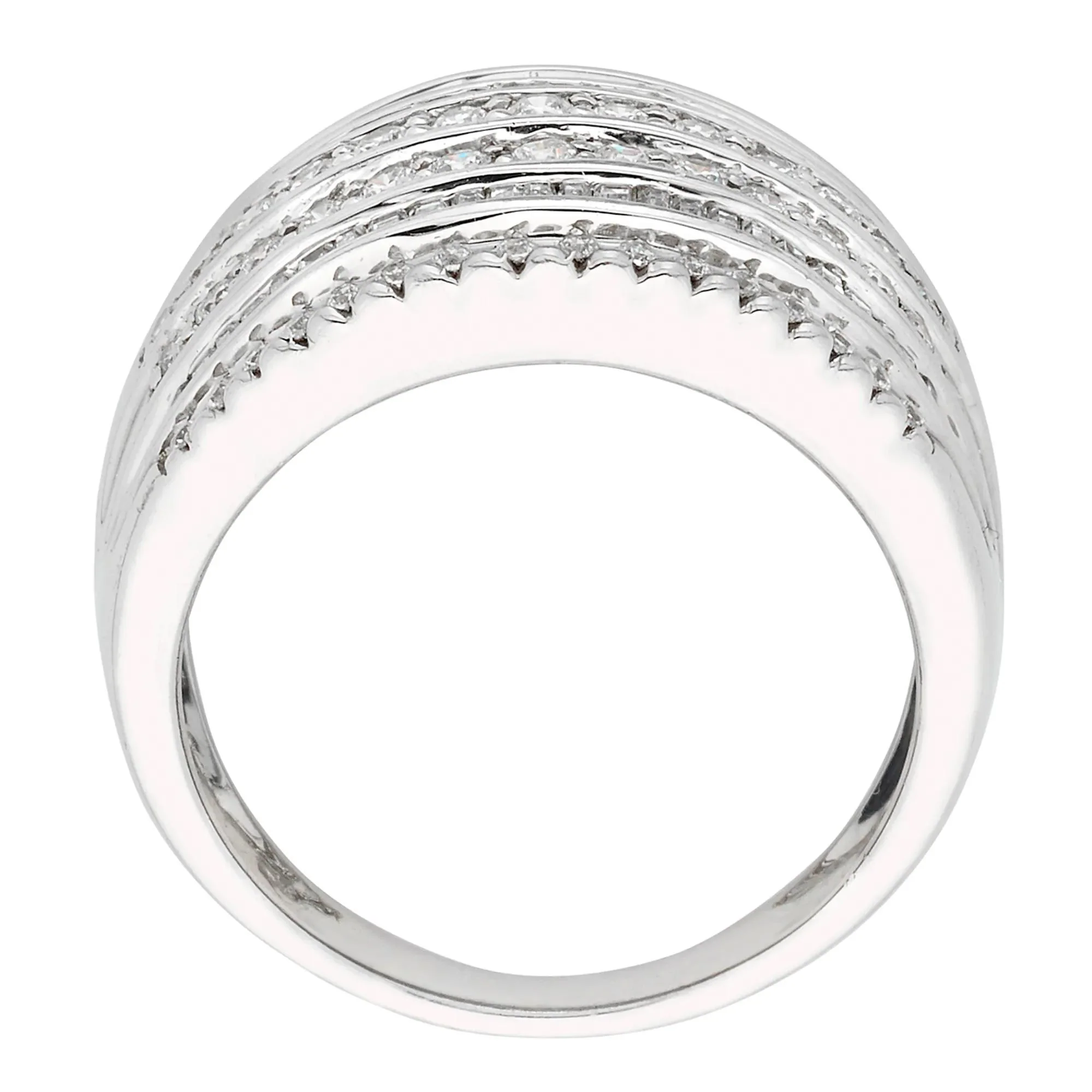 1 CT. Tw. Diamond Multi-Row Anniversary Band Ring 10K White Gold Size 6.5 - Image 2
