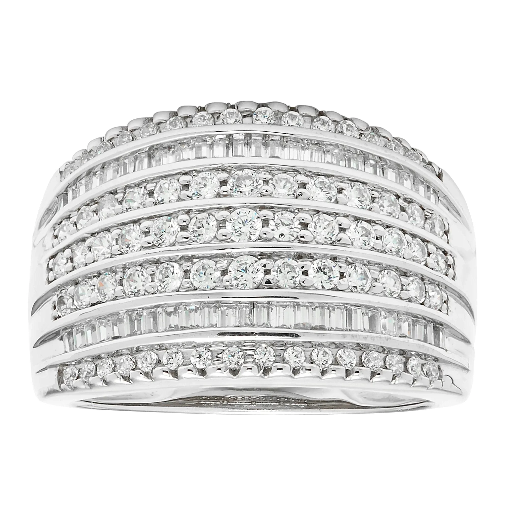 1 CT. Tw. Diamond Multi-Row Anniversary Band Ring 10K White Gold Size 8.5
