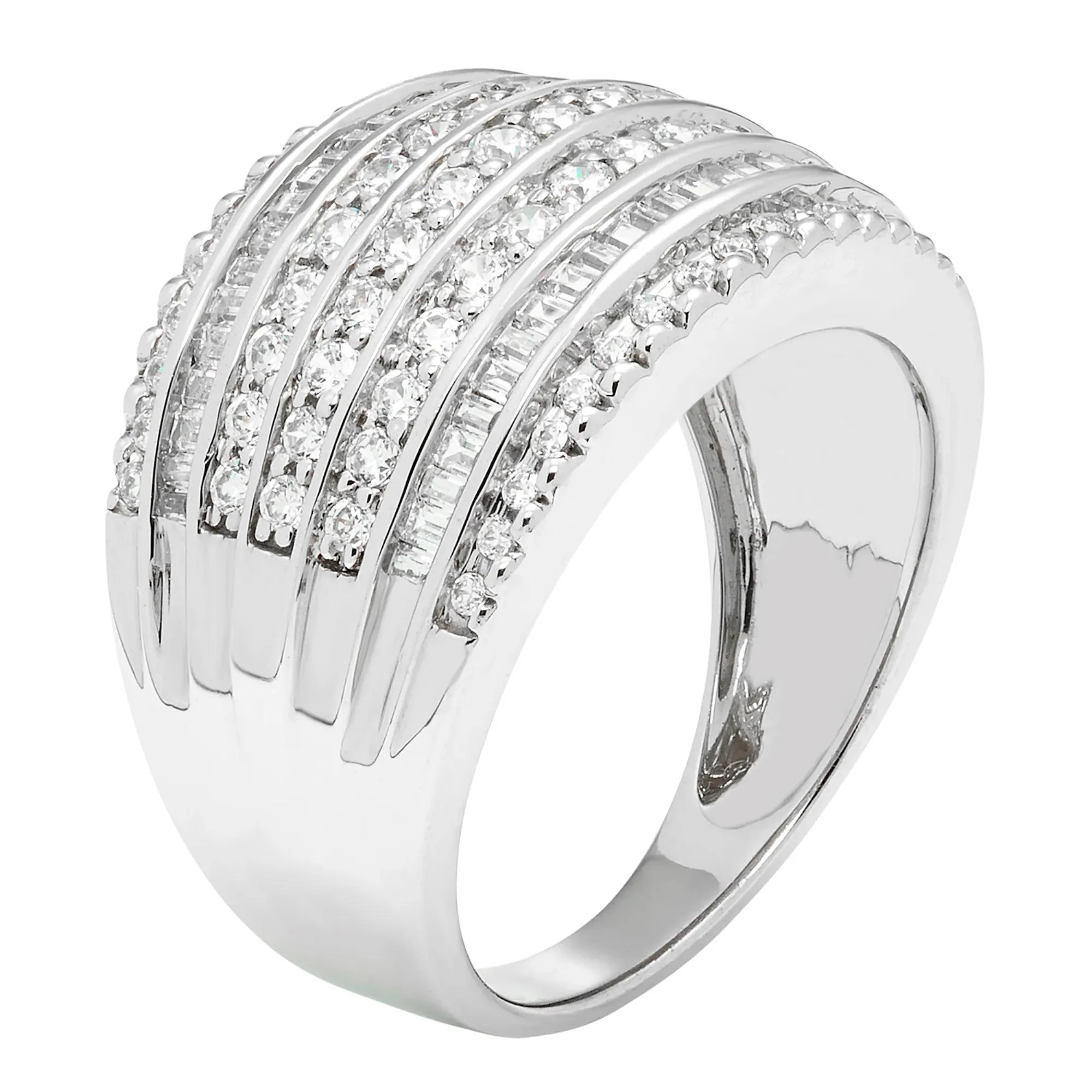 1 CT. Tw. Diamond Multi-Row Anniversary Band Ring 10K White Gold Size 9 - Image 3