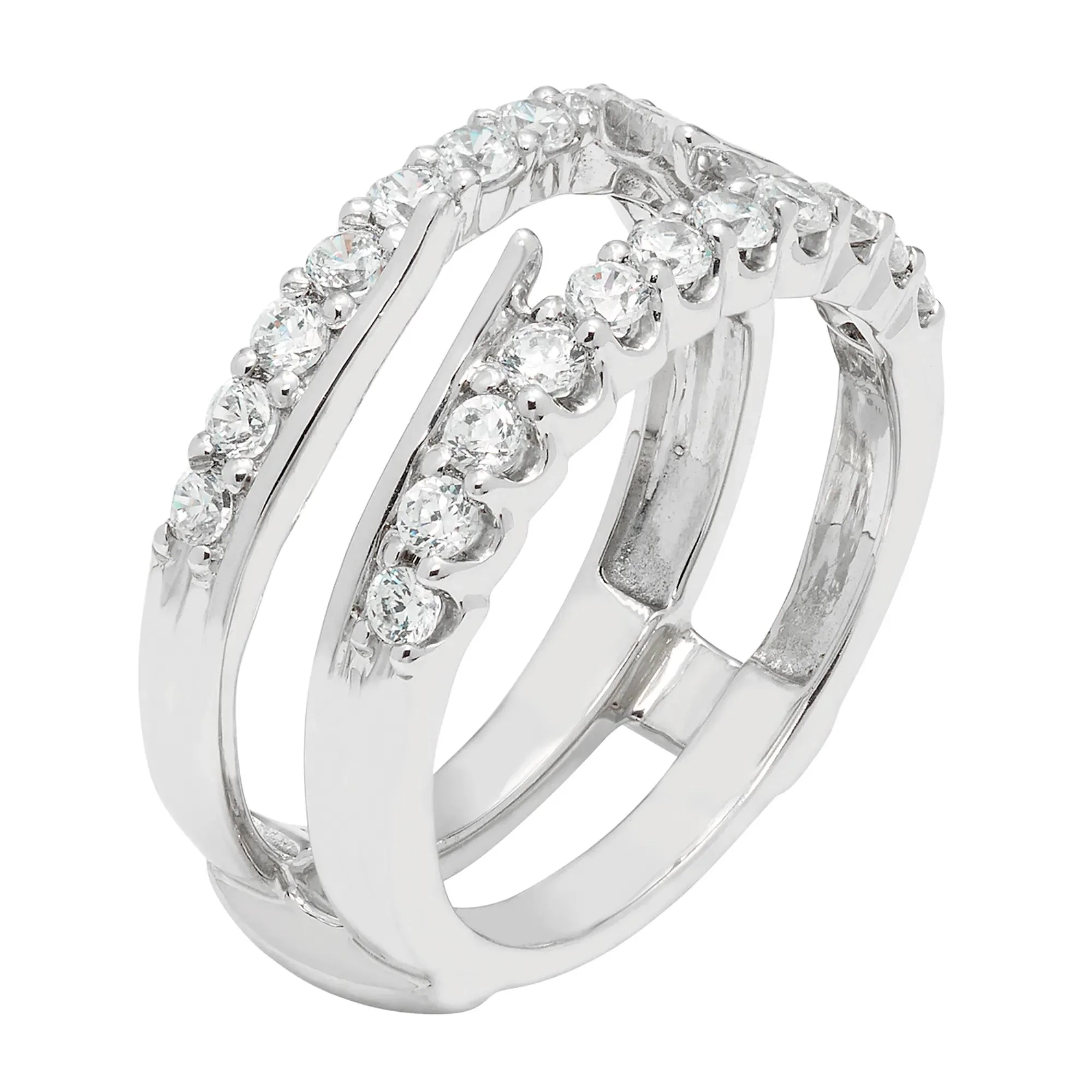 3/4 CT. Tw. Diamond Ring Insert 14K White Gold Round Brilliant Cut Size 8 - Image 2