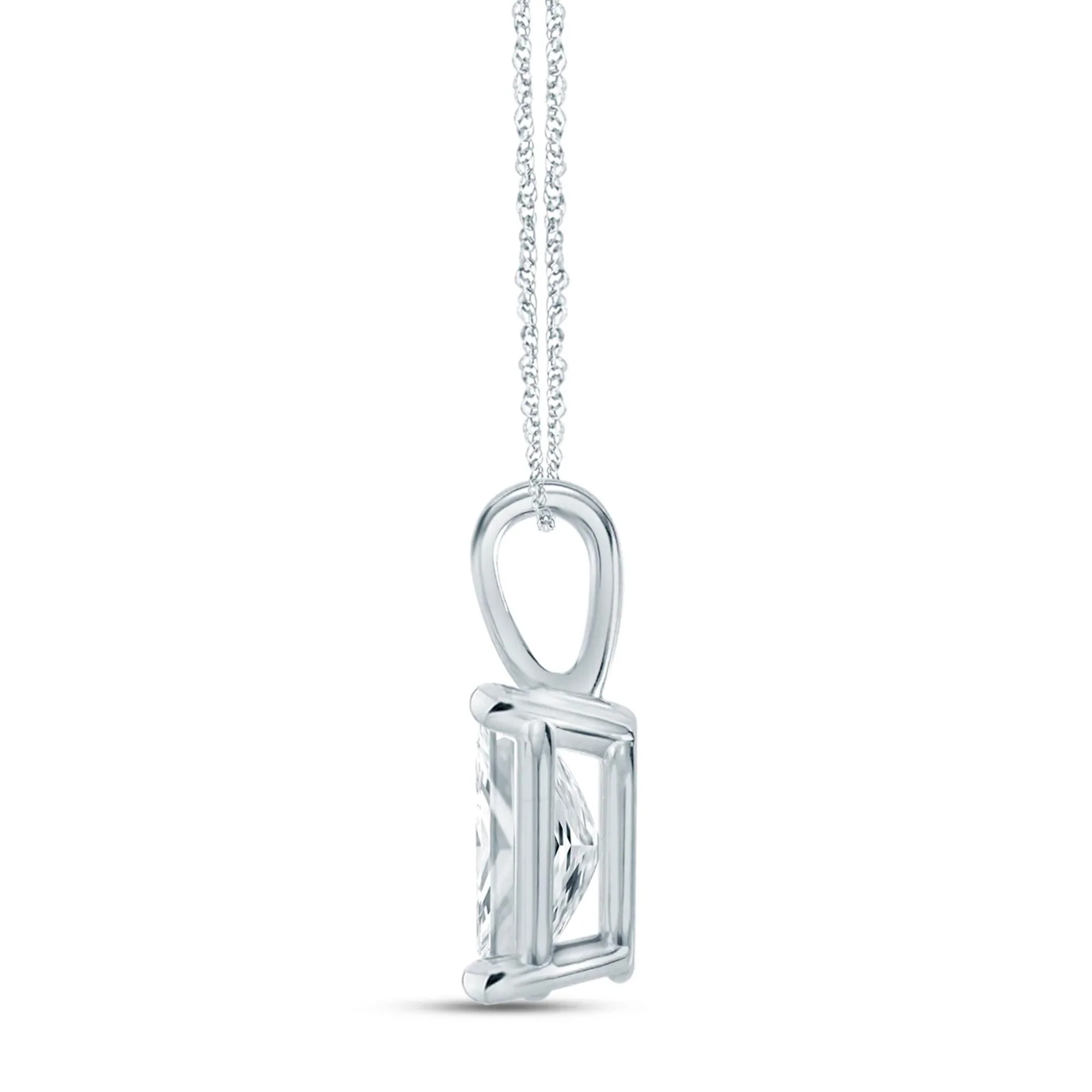 1/2 CT. Tw. Lab Grown Diamond Emerald-Cut Pendant Necklace 10K White Gold Size 18" - Image 2