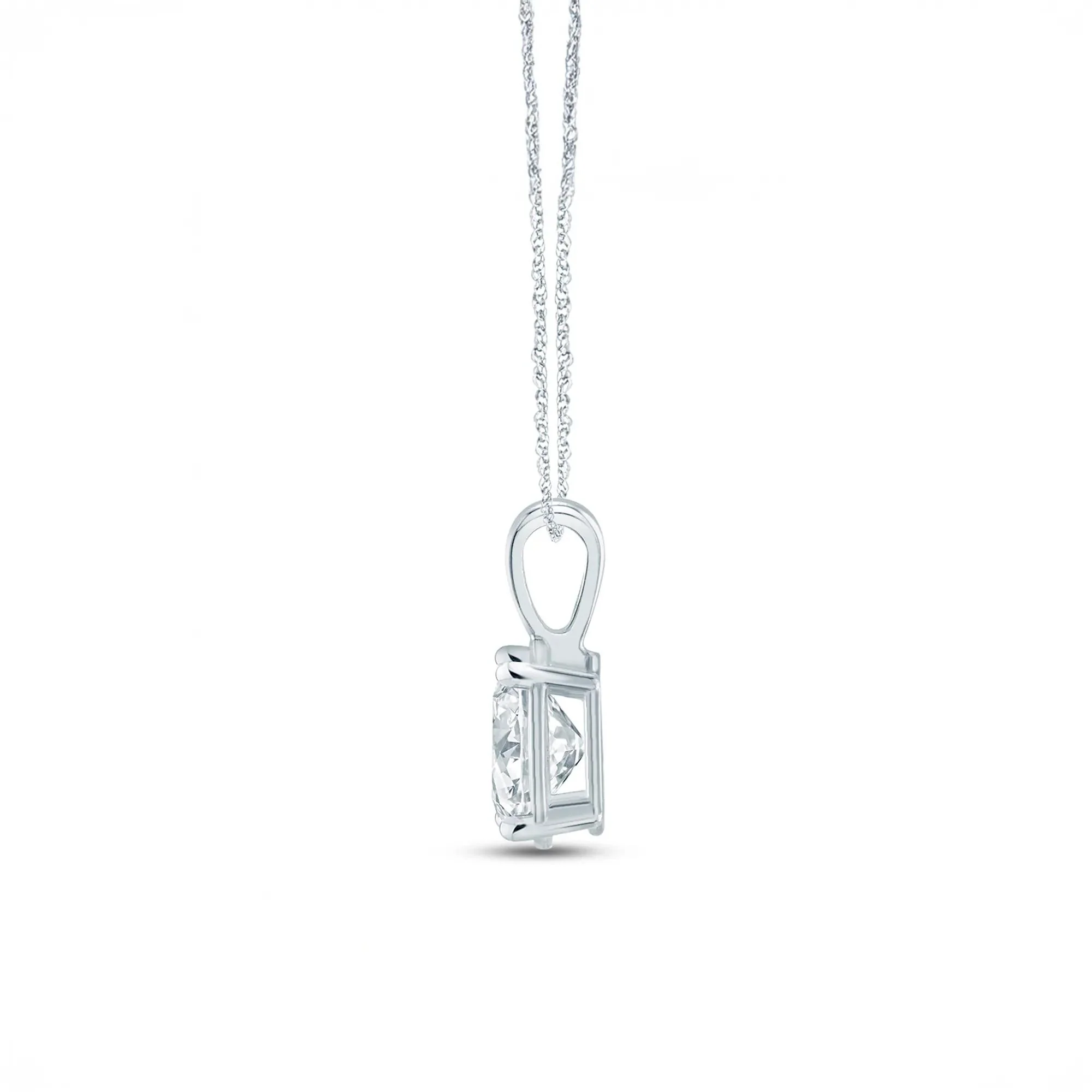 1/2 CT. Tw. Lab Grown Diamond Oval Pendant Necklace 10K White Gold Size 18" - Image 2