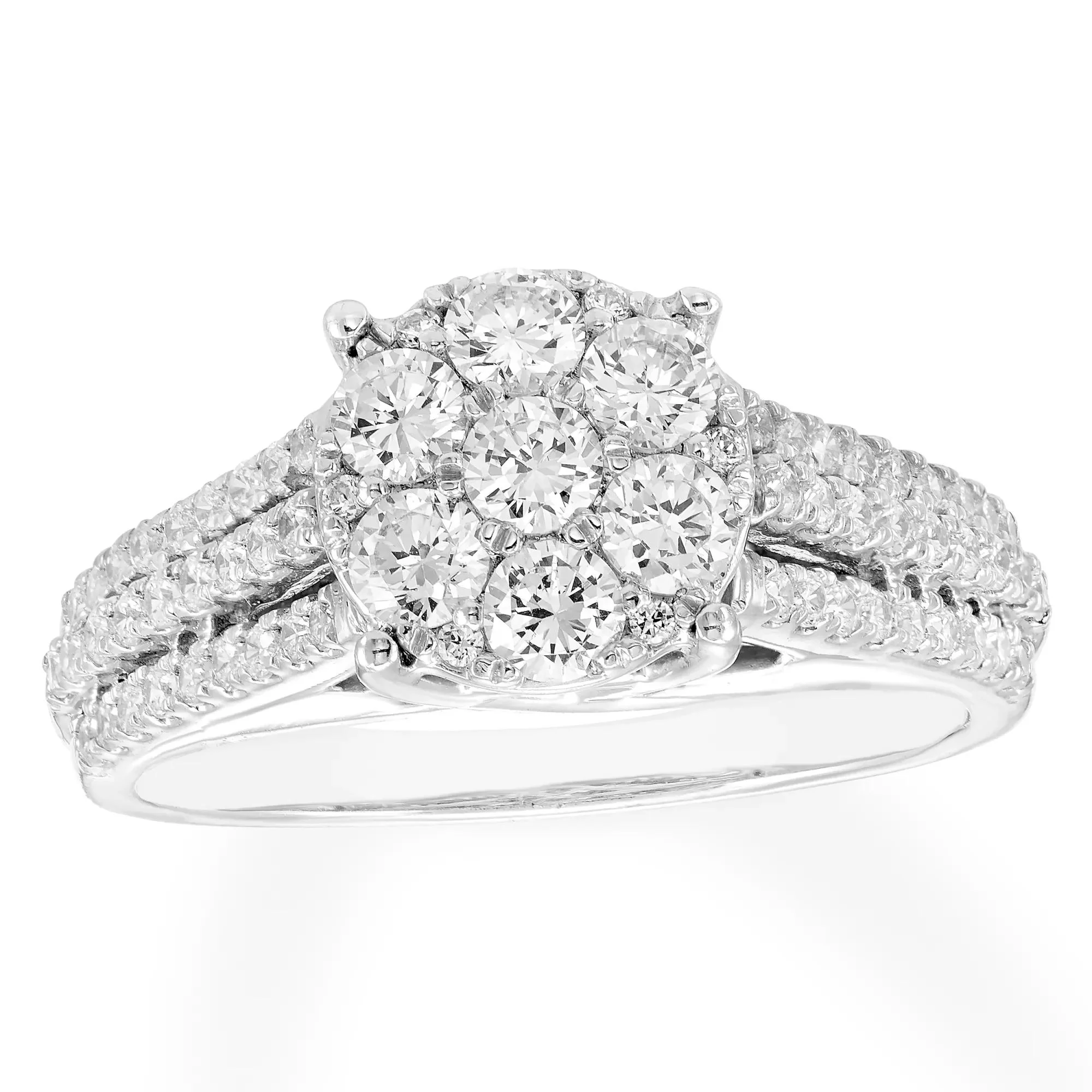 1 CT. Tw. Diamond Composite Engagement Ring 10K White Gold Round Brilliant Cut Size 7 - Image 3