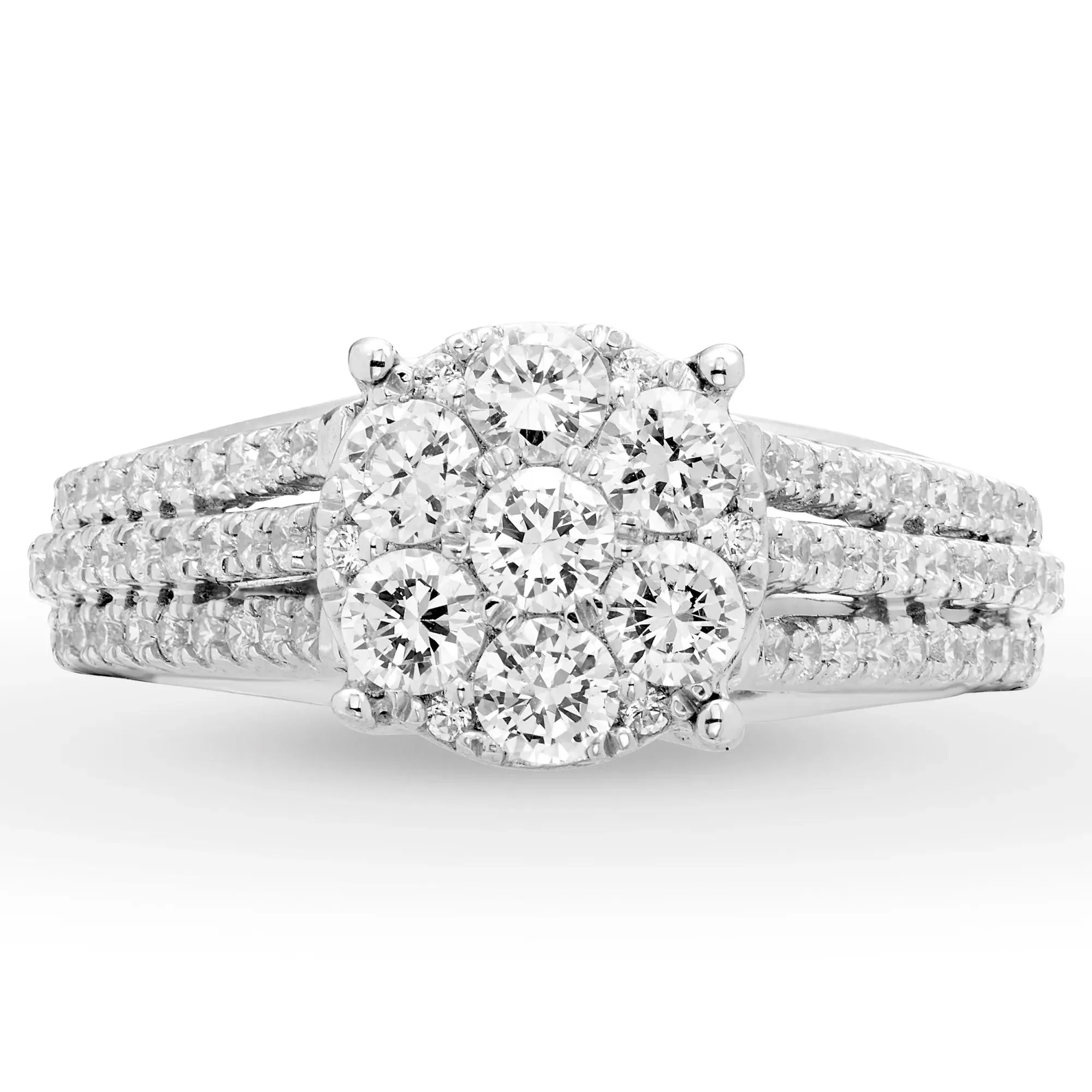 1 CT. Tw. Diamond Composite Engagement Ring 10K White Gold Round Brilliant Cut Size 7.5