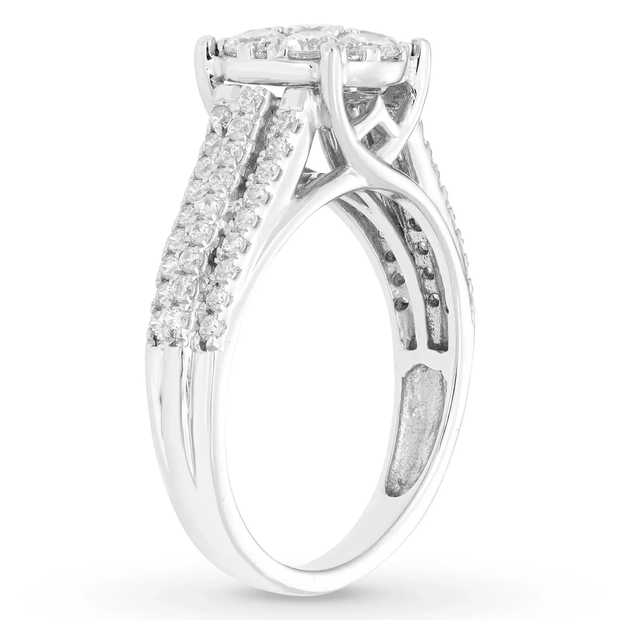 1 CT. Tw. Diamond Composite Engagement Ring 10K White Gold Round Brilliant Cut Size 9 - Image 2