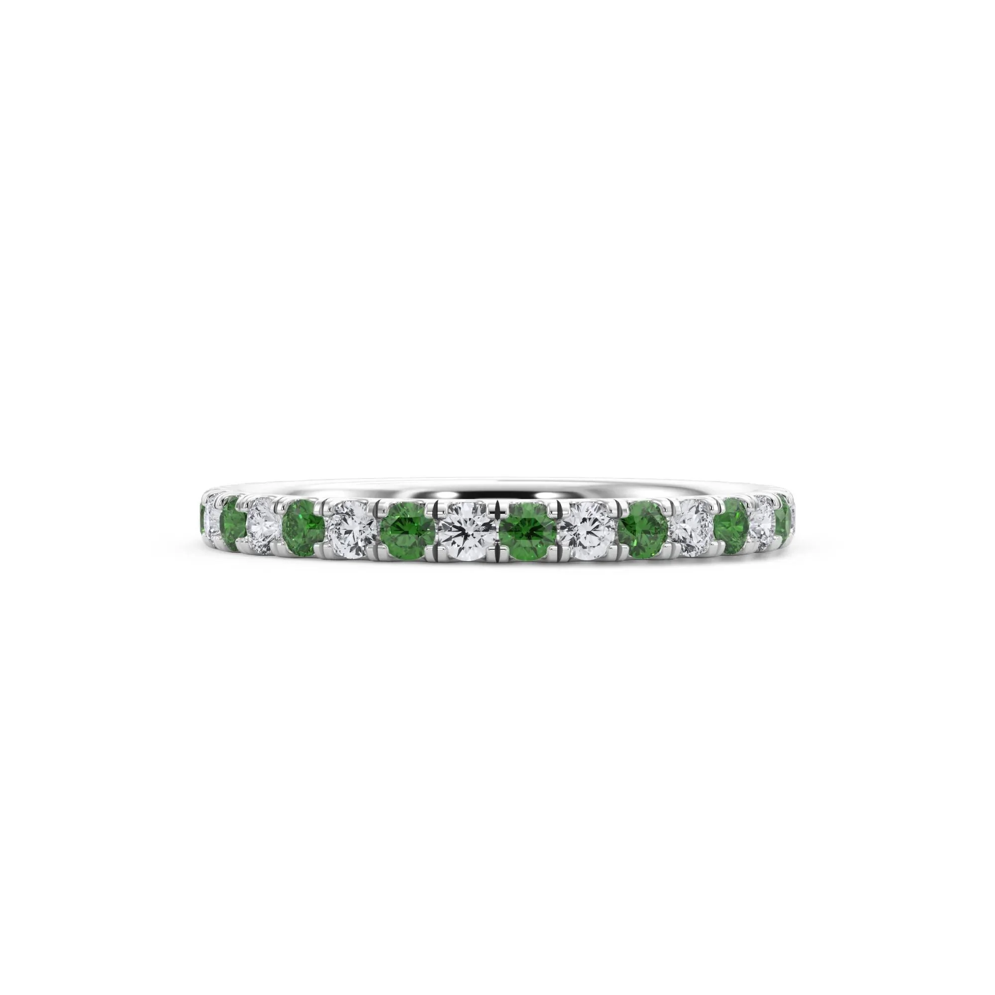 1/3 CT. Tw. Lab Grown Diamond & Lab-Created Emerald Anniversary Band Ring Platinum White Size 6 3mm