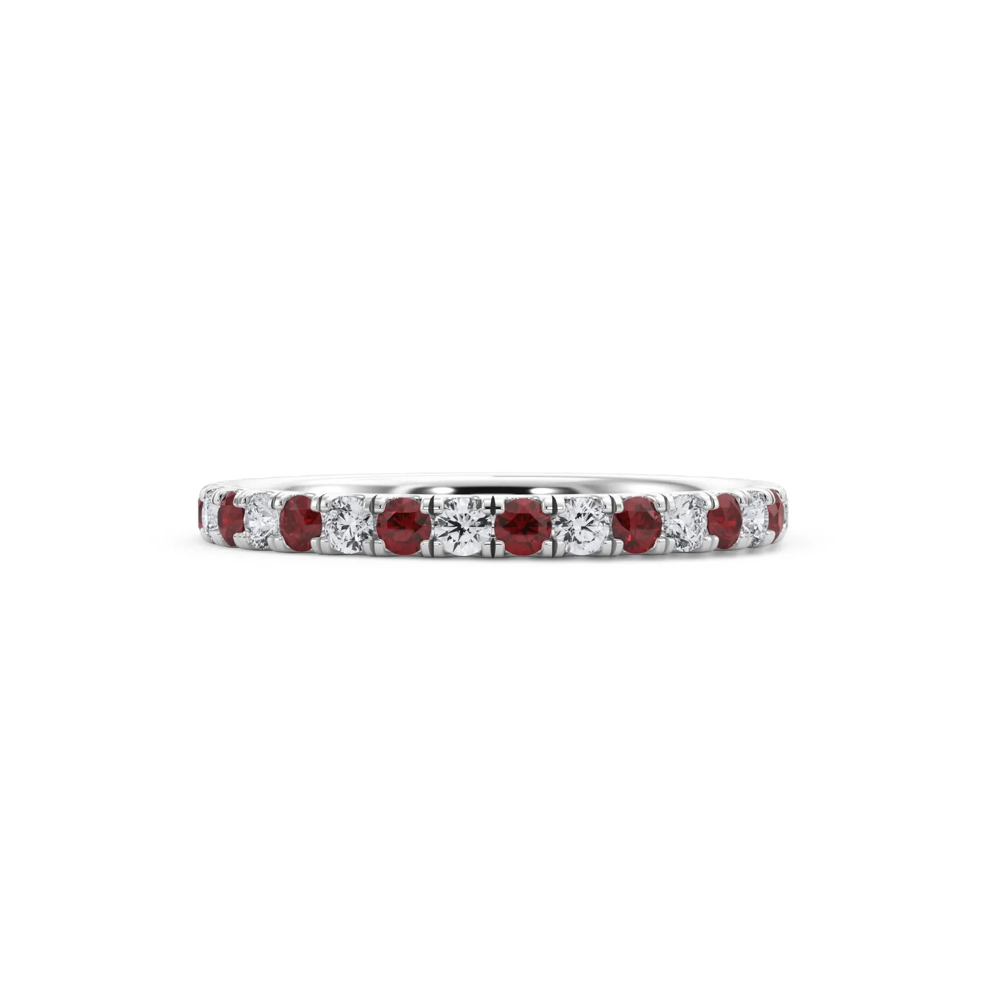 1/3 CT. Tw. Lab Grown Diamond & Lab-Created Ruby Anniversary Band Ring Platinum White Size 4 3mm