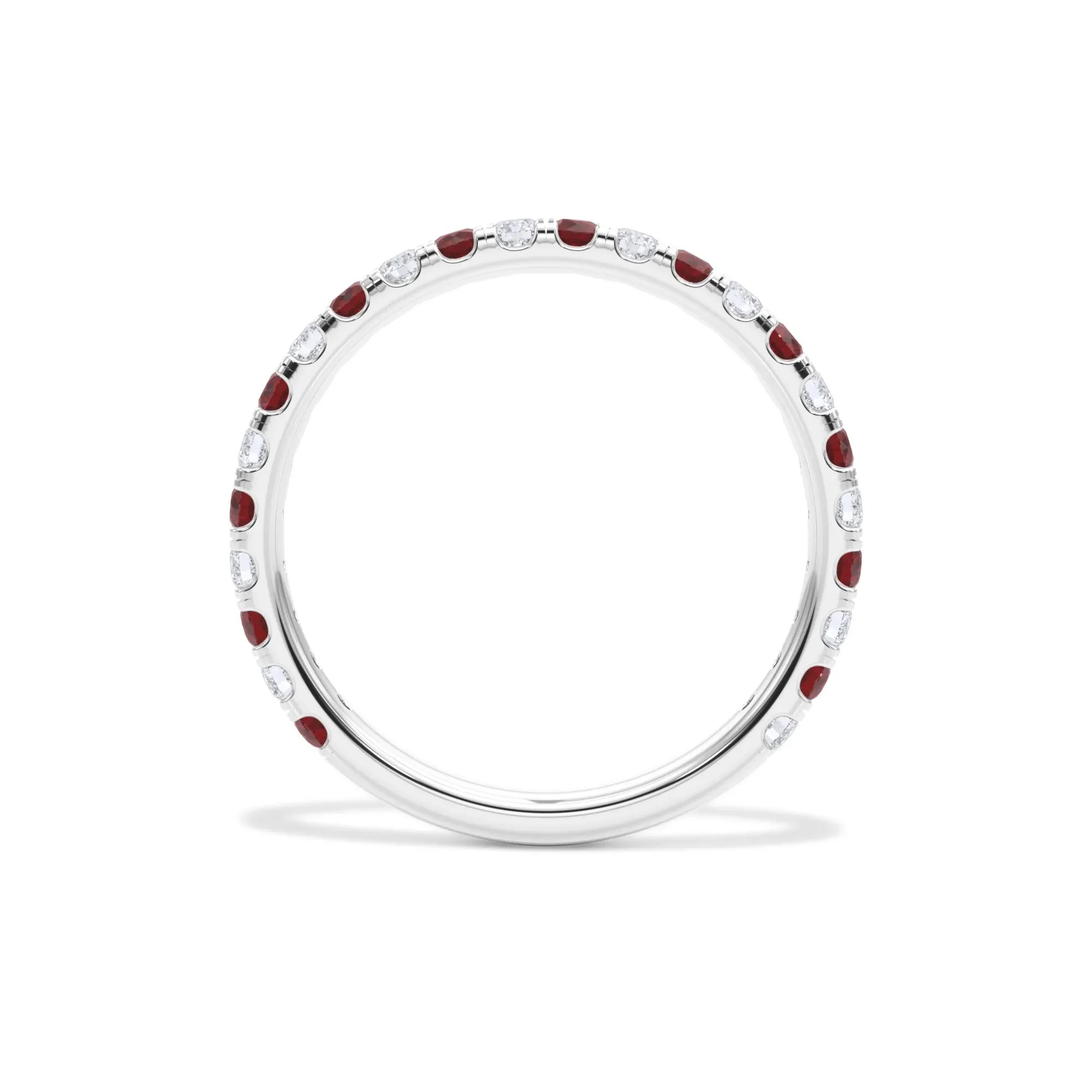1/3 CT. Tw. Lab Grown Diamond & Lab-Created Ruby Anniversary Band Ring Platinum White Size 8.5 3mm - Image 2