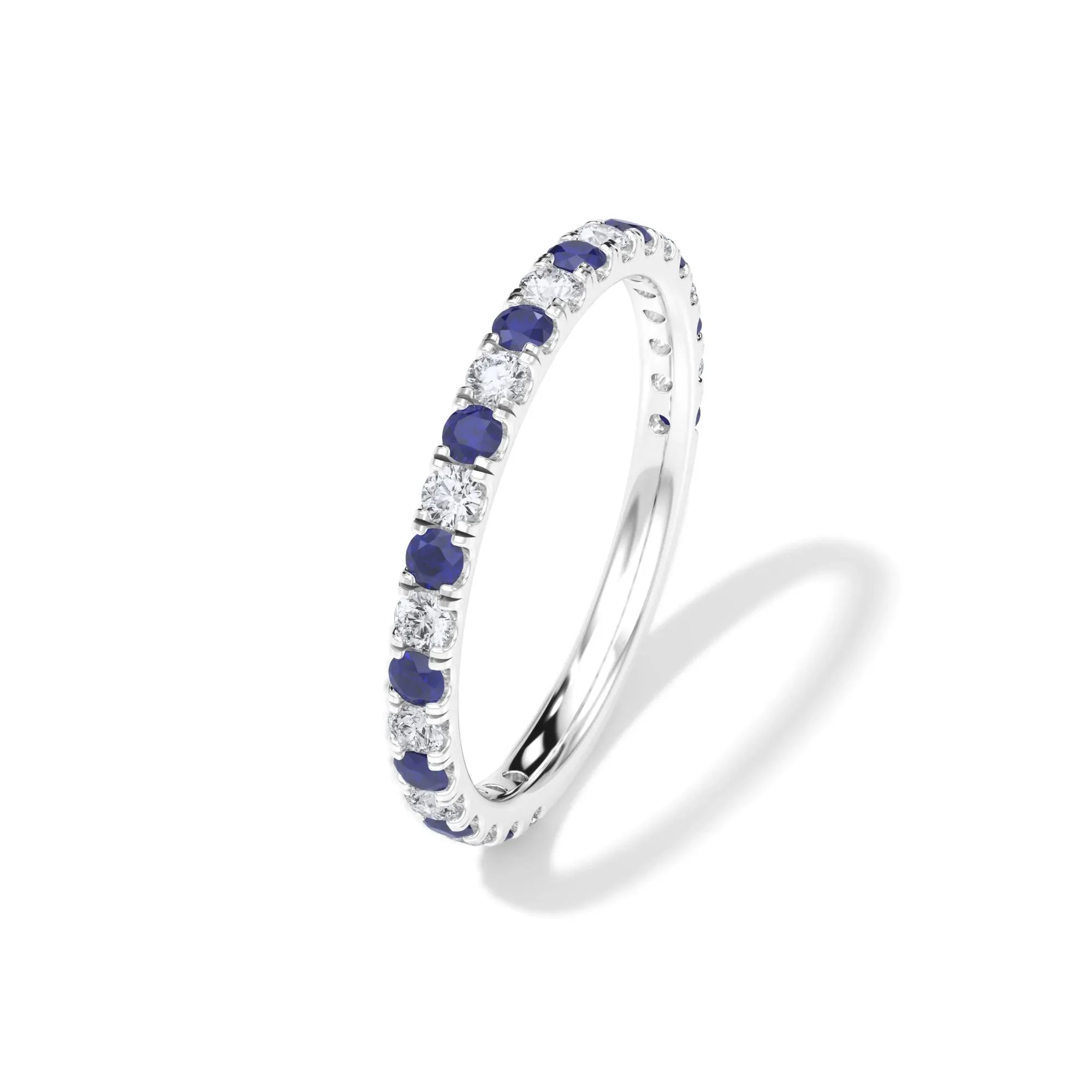 1/3 CT. Tw. Lab Grown Diamond & Lab-Created Sapphire Anniversary Band Ring Platinum White Size 6 3mm - Image 4