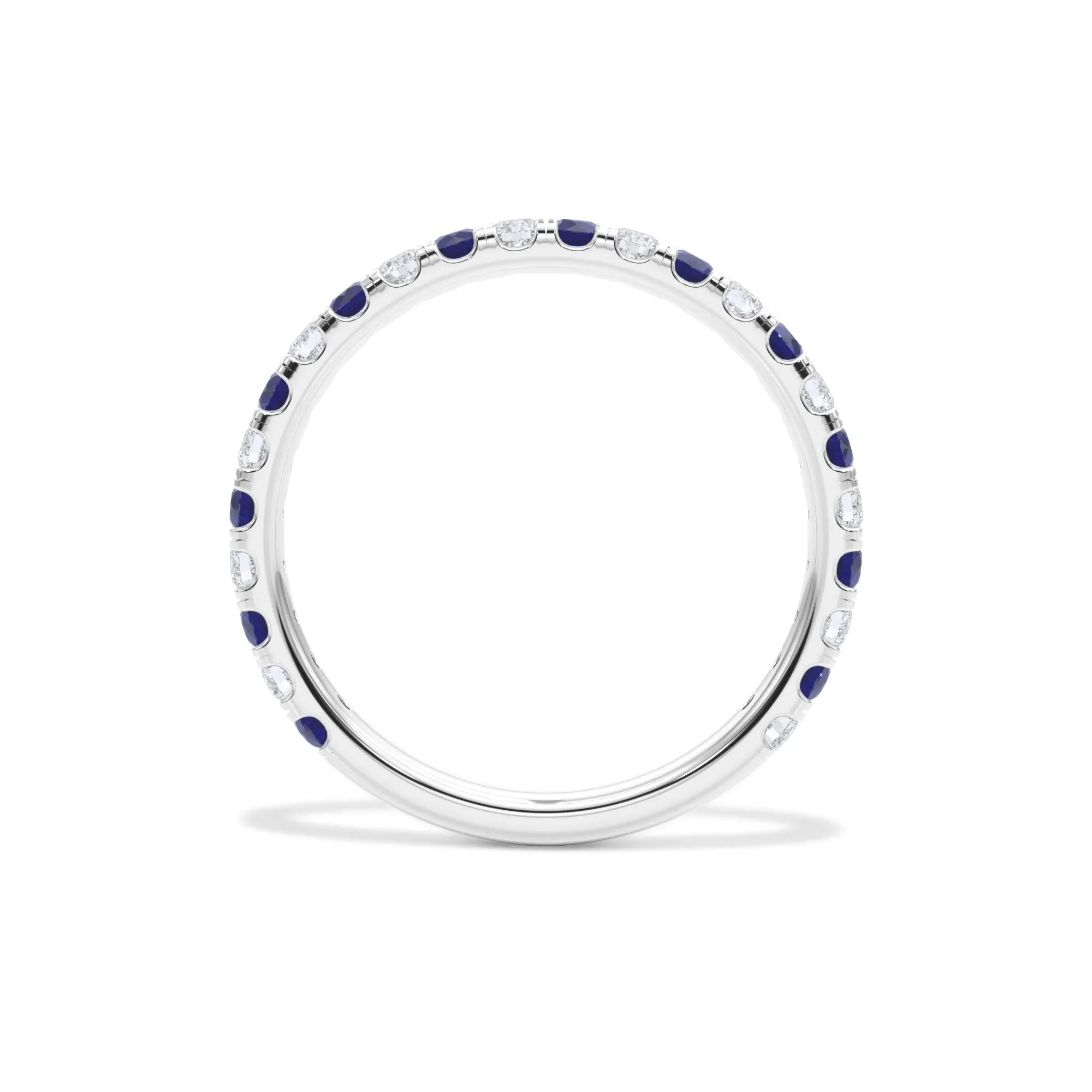 1/3 CT. Tw. Lab Grown Diamond & Lab-Created Sapphire Anniversary Band Ring Platinum White Size 6.5 3mm - Image 2