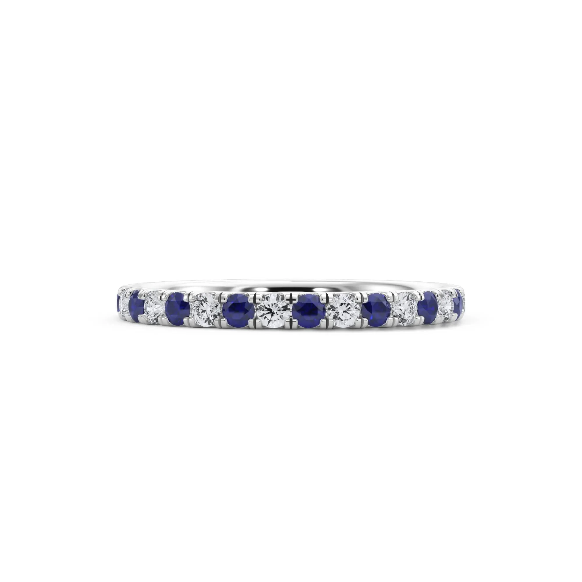 1/3 CT. Tw. Lab Grown Diamond & Lab-Created Sapphire Anniversary Band Ring Platinum White Size 8.5 3mm