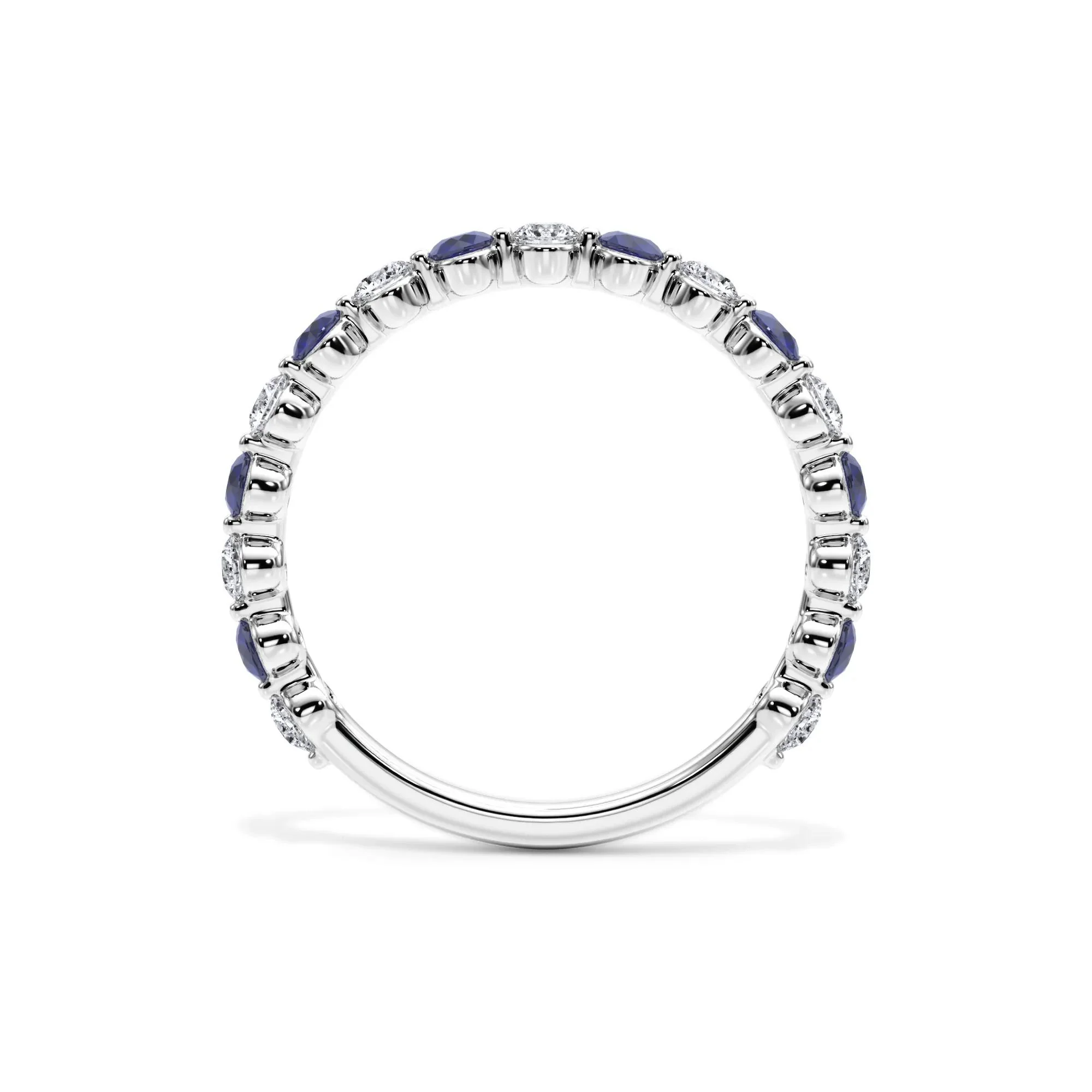 1/3 CT. Tw. Lab Grown Diamond & Lab-Created Sapphire Half Eternity Anniversary Band Ring 14K White Gold Size 4.5 3mm - Image 2
