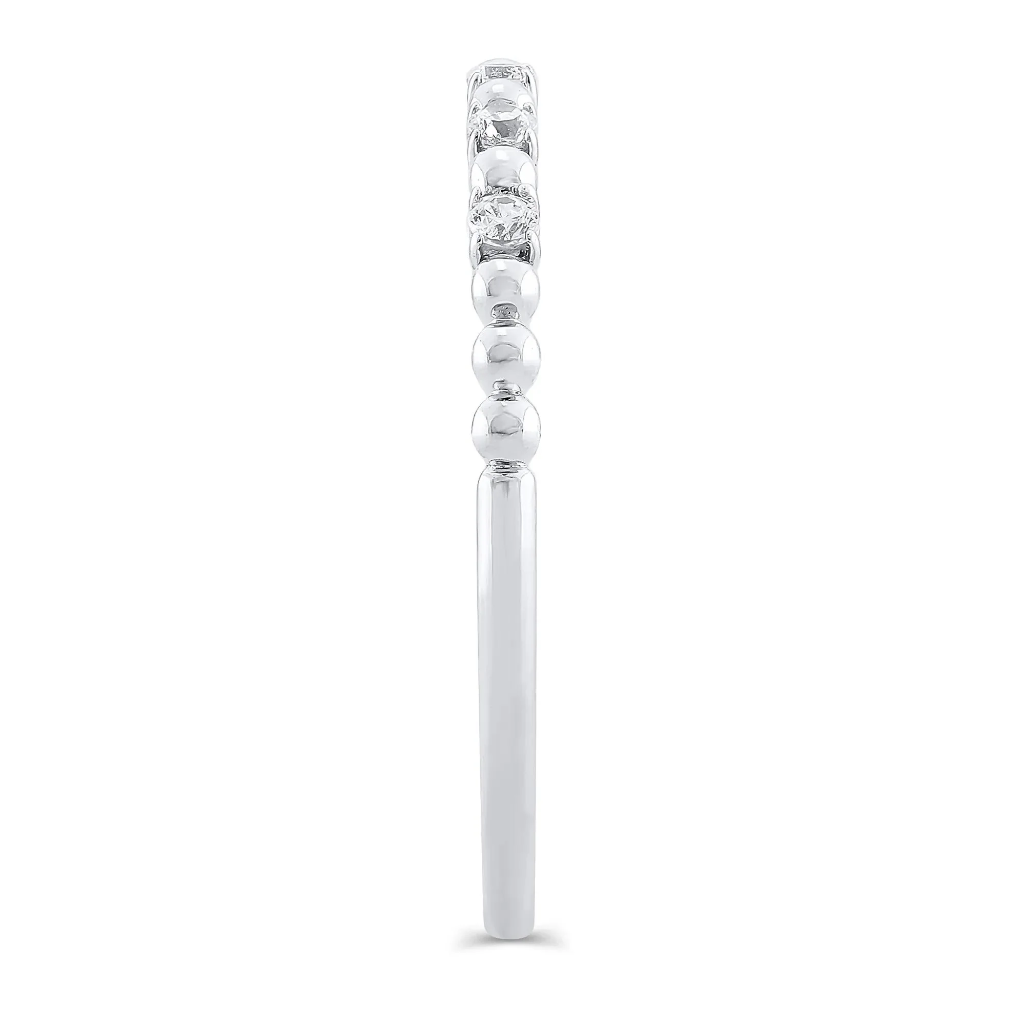 1/10 CT. Tw. Lab Grown Diamond Stack Anniversary Band Ring 10K White Gold Size 5.5 1.5mm - Image 3