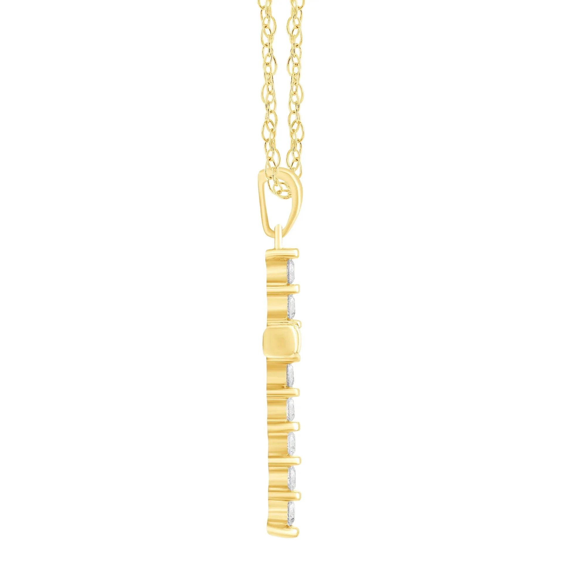 1/2 CT. Tw. Diamond Cross Pendant Necklace 10K Yellow Gold Size 18" - Image 2