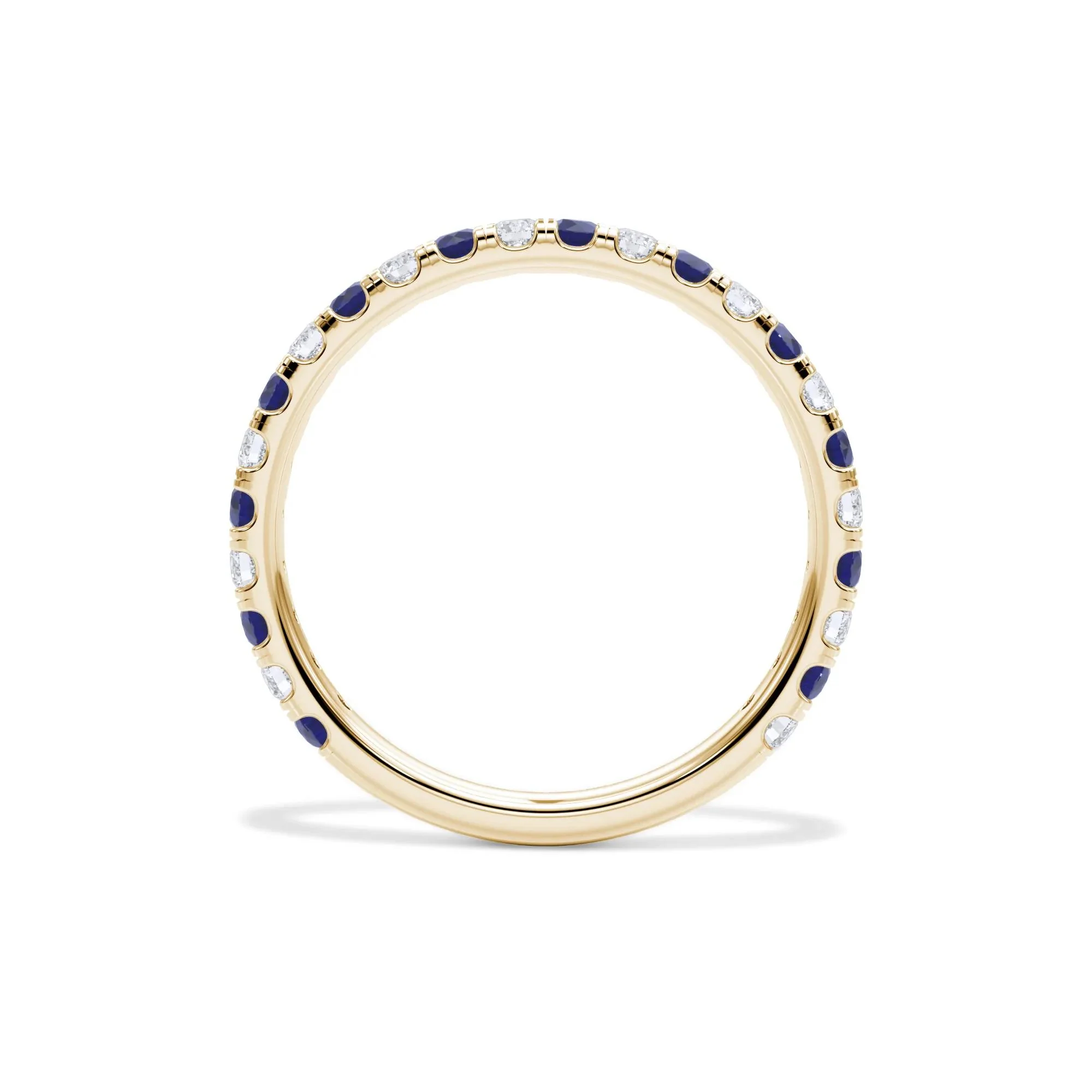 1/3 CT. Tw. Lab Grown Diamond & Lab-Created Sapphire Anniversary Band Ring 14K Yellow Gold Size 7.5 3mm - Image 2
