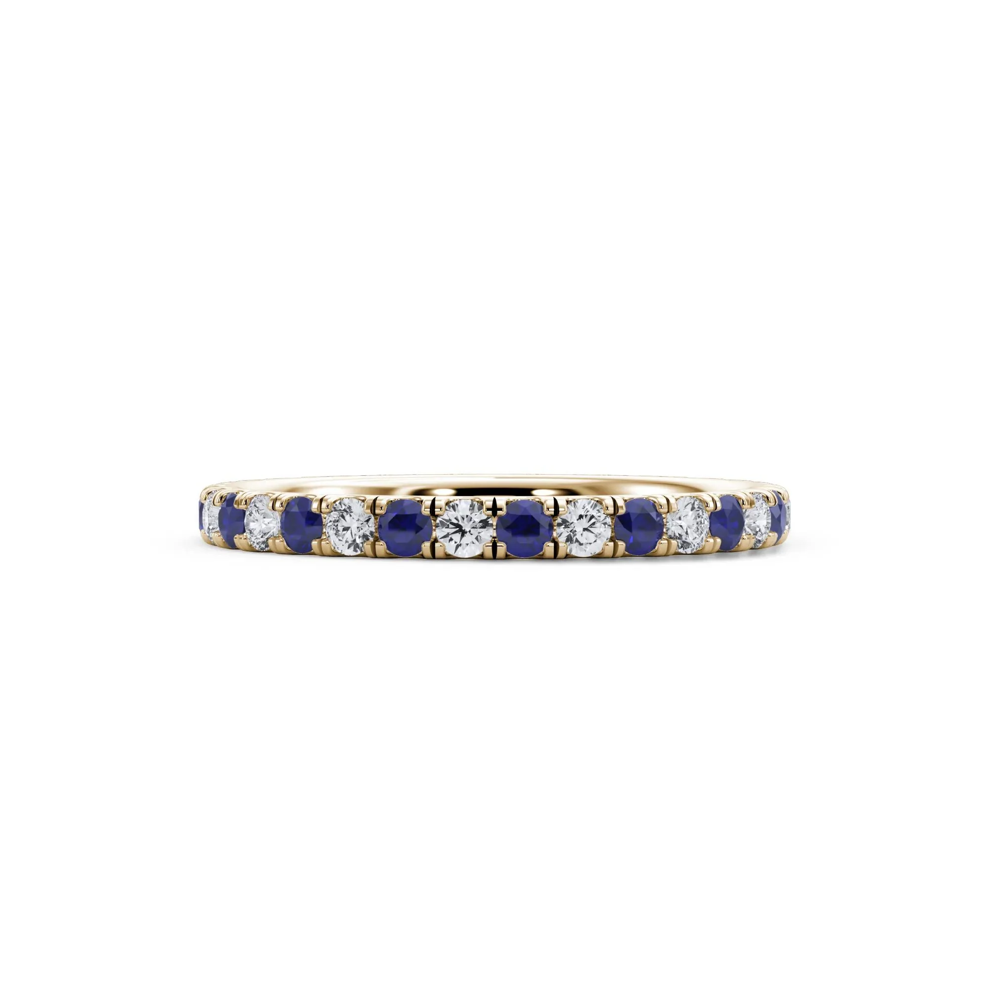1/3 CT. Tw. Lab Grown Diamond & Lab-Created Sapphire Anniversary Band Ring 14K Yellow Gold Size 8.5 3mm