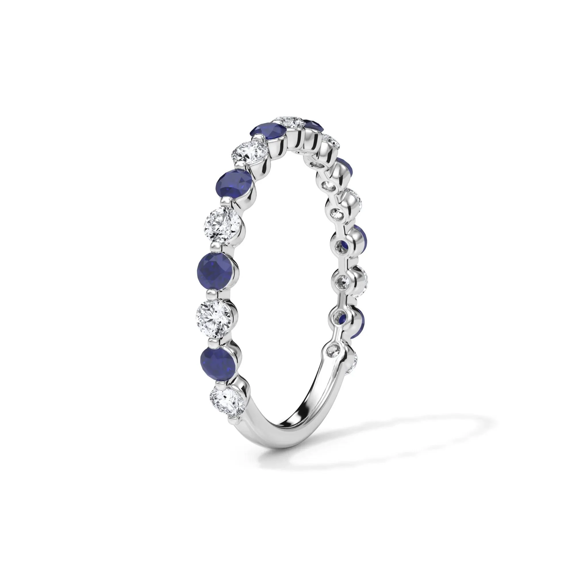 1/3 CT. Tw. Lab Grown Diamond & Lab-Created Sapphire Half Eternity Anniversary Band Ring Platinum White Size 5.5 3mm - Image 3