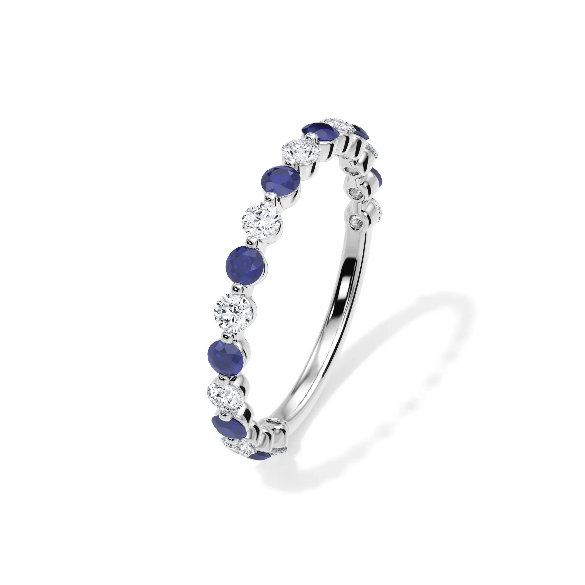 1/3 CT. Tw. Lab Grown Diamond & Lab-Created Sapphire Half Eternity Anniversary Band Ring Platinum White Size 9 3mm - Image 4