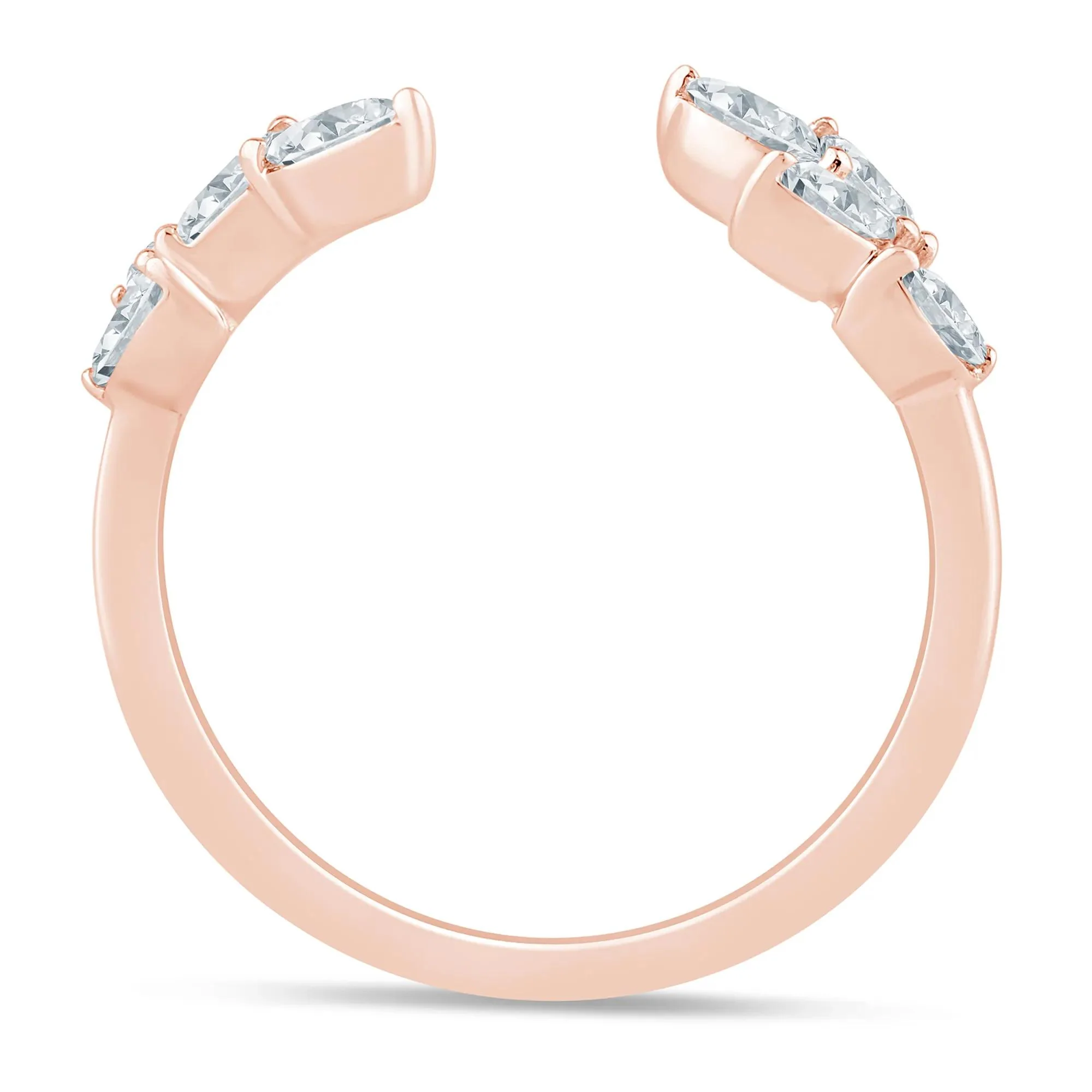 3/8 CT. Tw. Lab Grown Diamond Floral Open Anniversary Band Ring 14K Rose Gold Size 7.5 1mm - Image 2