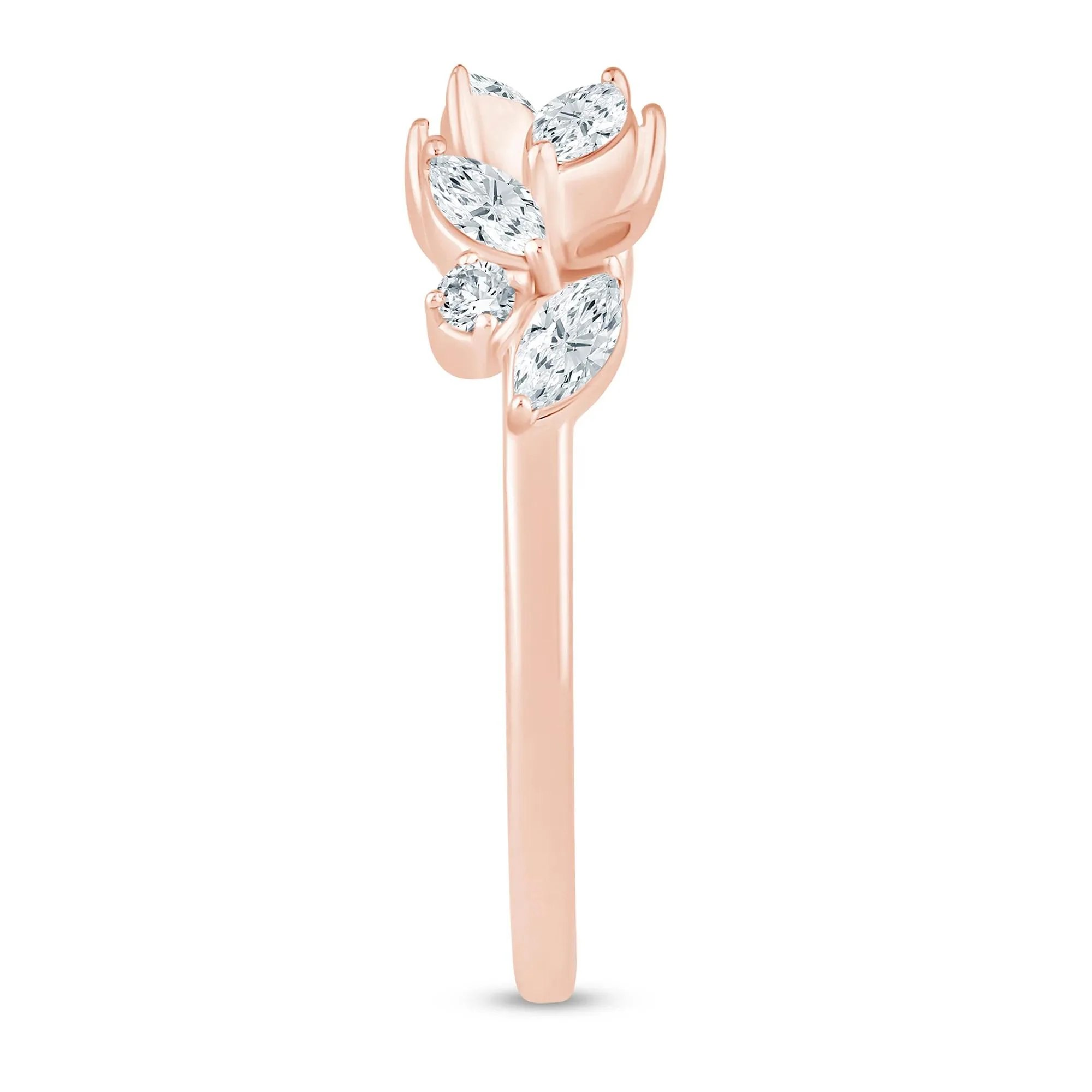 3/8 CT. Tw. Lab Grown Diamond Floral Open Anniversary Band Ring 14K Rose Gold Size 8.5 1mm - Image 3