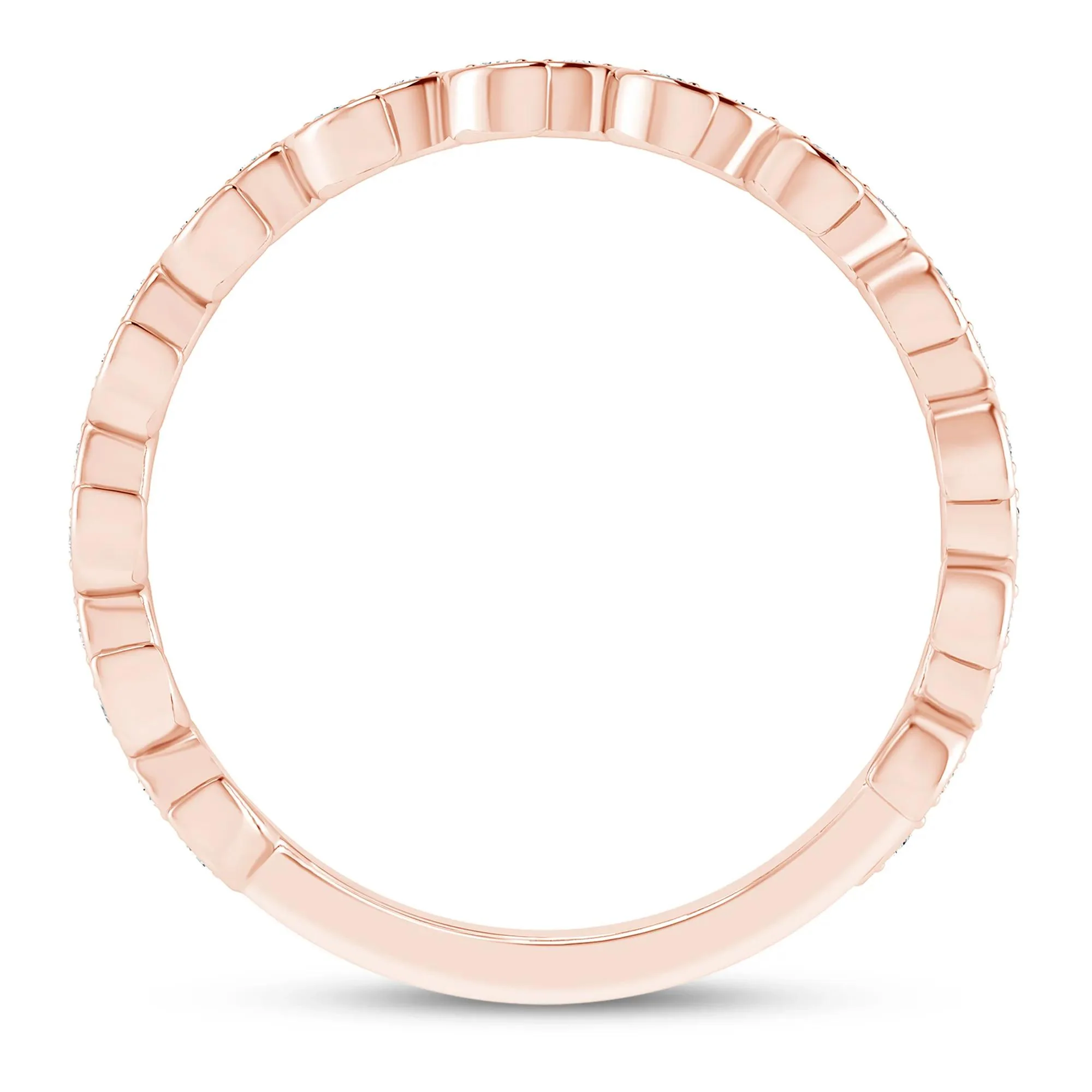 1/7 CT. Tw. Lab Grown Diamond Floral Stack Anniversary Band Ring 10K Rose Gold Size 6 1mm - Image 2