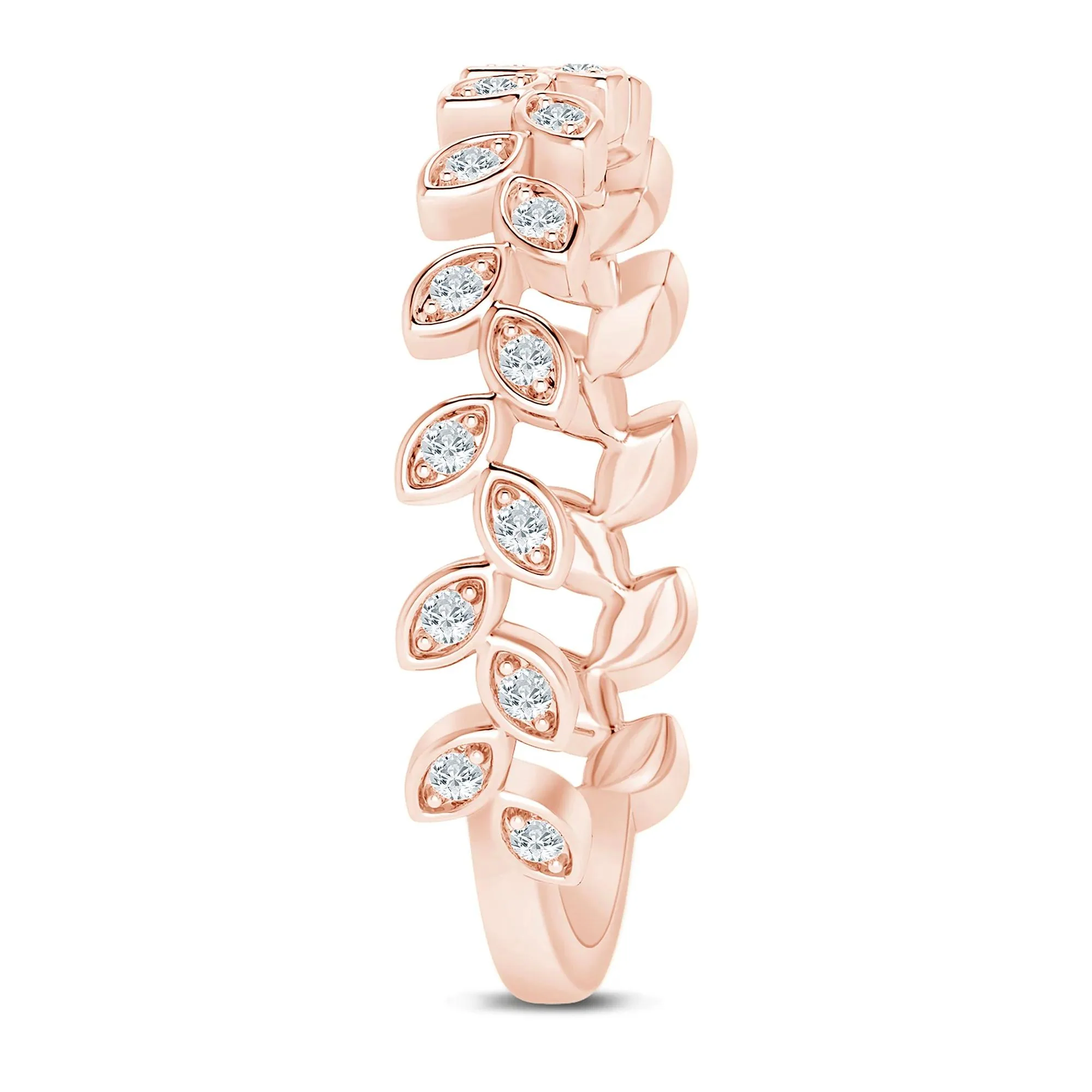 1/7 CT. Tw. Lab Grown Diamond Floral Stack Anniversary Band Ring 10K Rose Gold Size 7 1mm - Image 3