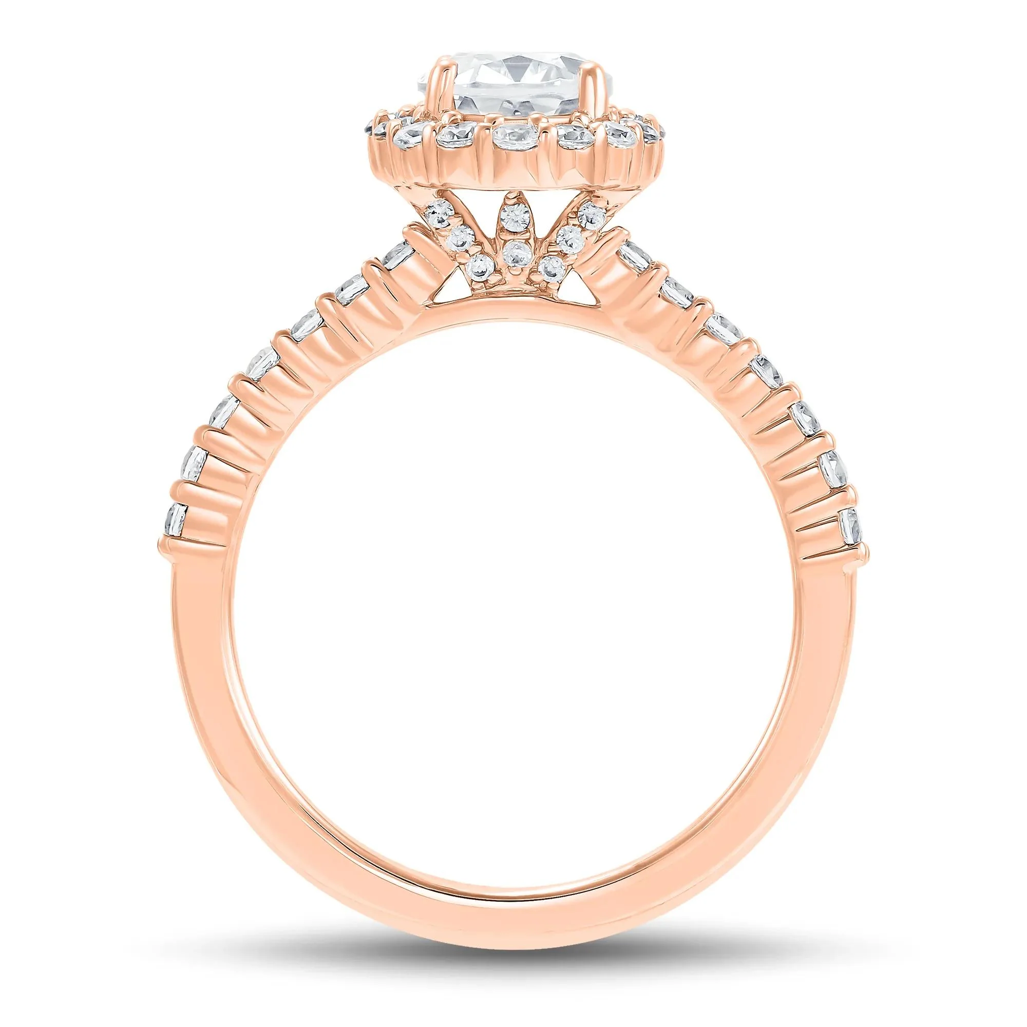 1 3/4 CT. Tw. Lab Grown Diamond Oval Halo Engagement Ring 14K Rose Gold Size 8 1mm - Image 2