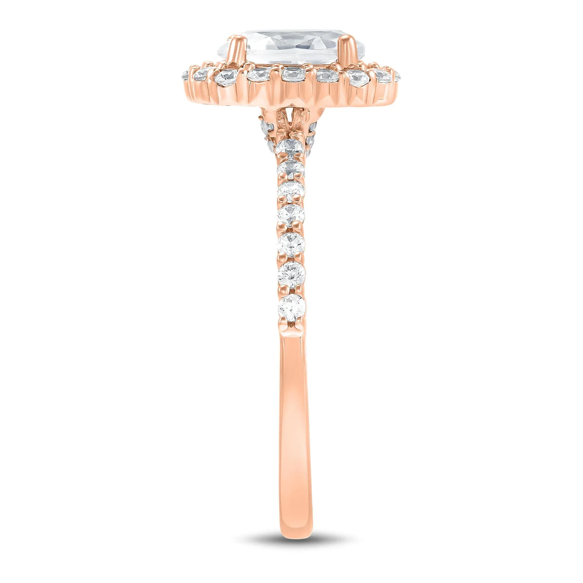 1 3/4 CT. Tw. Lab Grown Diamond Oval Halo Engagement Ring 14K Rose Gold Size 8 1mm - Image 3