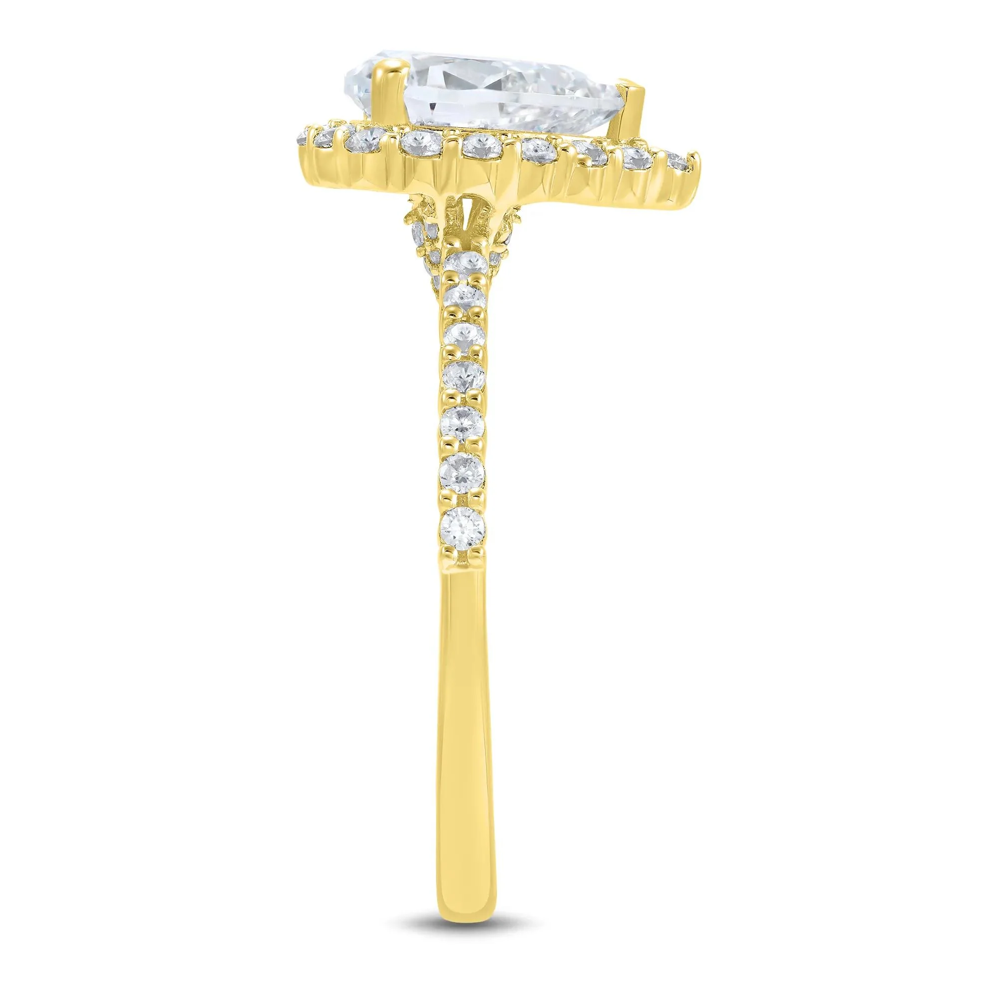 1 3/4 CT. Tw. Lab Grown Diamond Pear-Shaped Halo Engagement Ring 14K Yellow Gold Size 9 1mm - Image 3