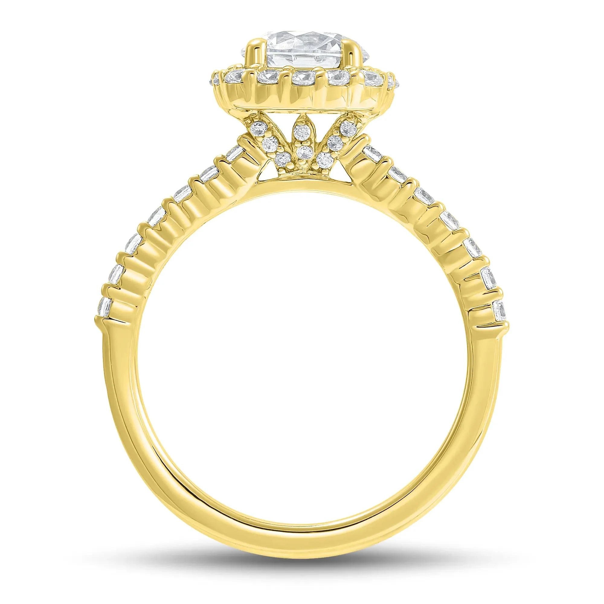 1 3/4 CT. Tw. Lab Grown Diamond Cushion Halo Engagement Ring 14K Yellow Gold Size 5.5 1mm - Image 2