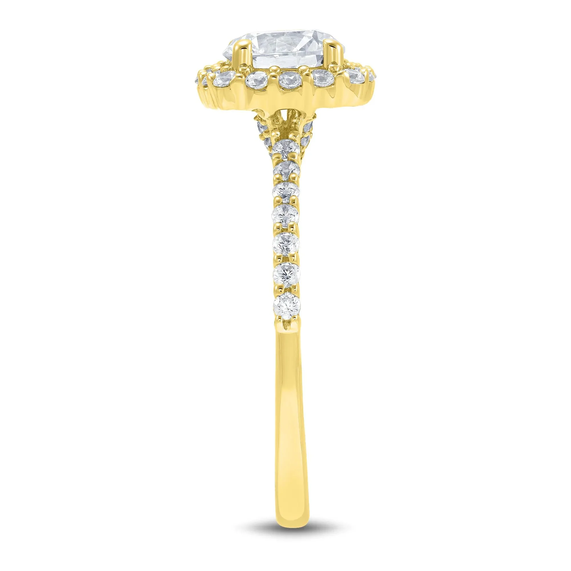 1 3/4 CT. Tw. Lab Grown Diamond Cushion Halo Engagement Ring 14K Yellow Gold Size 5.5 1mm - Image 3