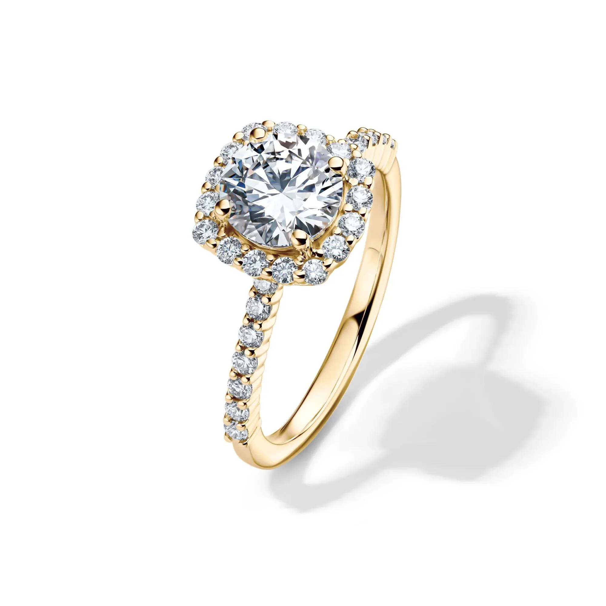 1 3/4 CT. Tw. Lab Grown Diamond Cushion Halo Engagement Ring 14K Yellow Gold Size 5.5 1mm - Image 4
