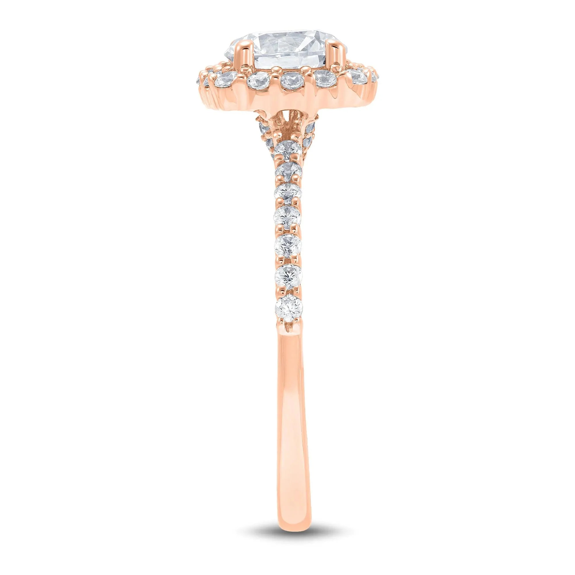 1 3/4 CT. Tw. Lab Grown Diamond Cushion Halo Engagement Ring 14K Rose Gold Size 5 1mm - Image 3