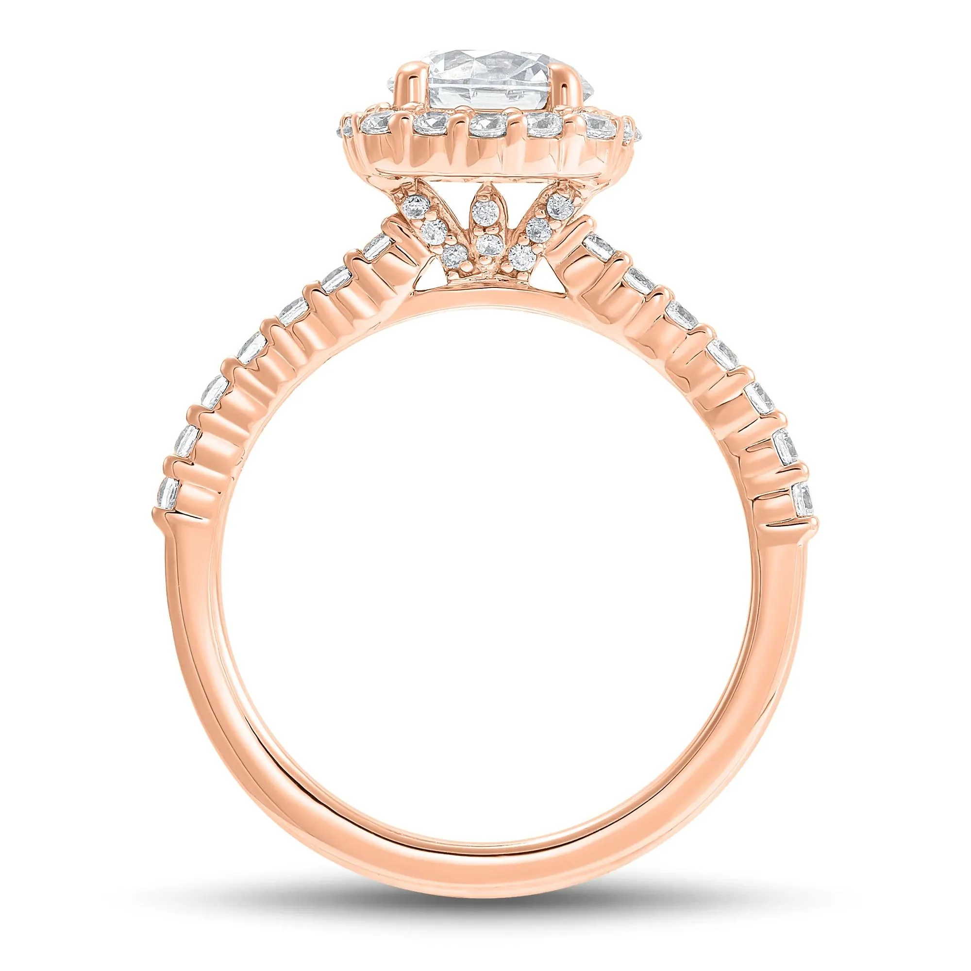1 3/4 CT. Tw. Lab Grown Diamond Cushion Halo Engagement Ring 14K Rose Gold Size 8 1mm - Image 2