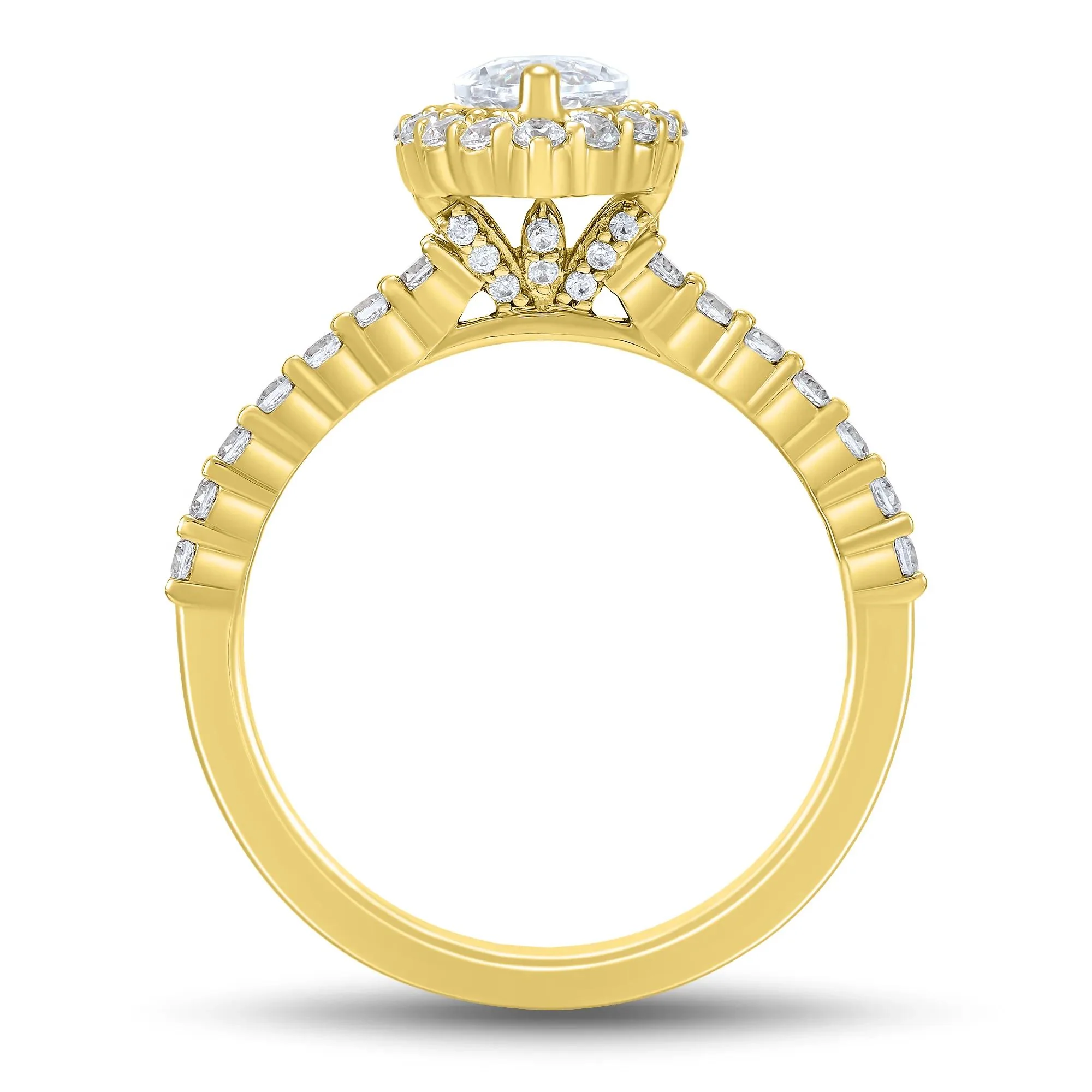 1 3/4 CT. Tw. Lab Grown Diamond Marquise Halo Engagement Ring 14K Yellow Gold Size 5.5 1mm - Image 3