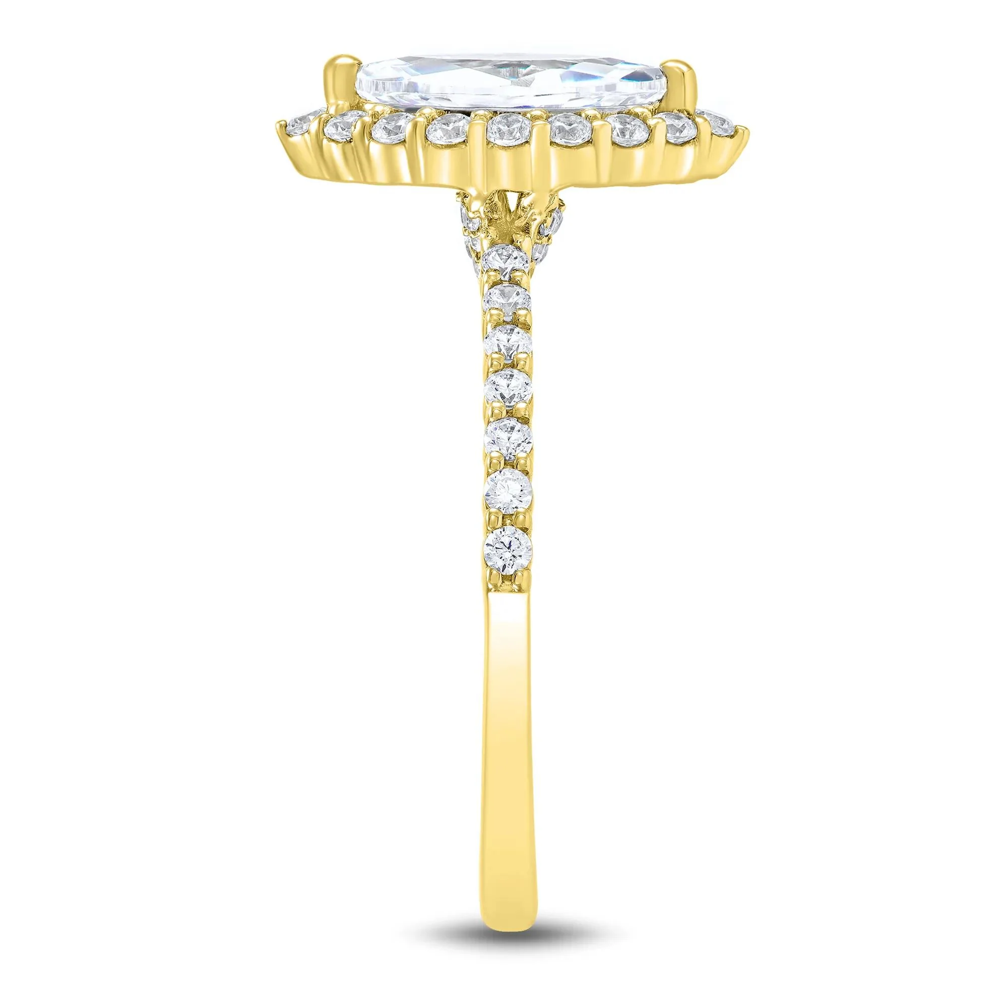 1 3/4 CT. Tw. Lab Grown Diamond Marquise Halo Engagement Ring 14K Yellow Gold Size 7.5 1mm - Image 2